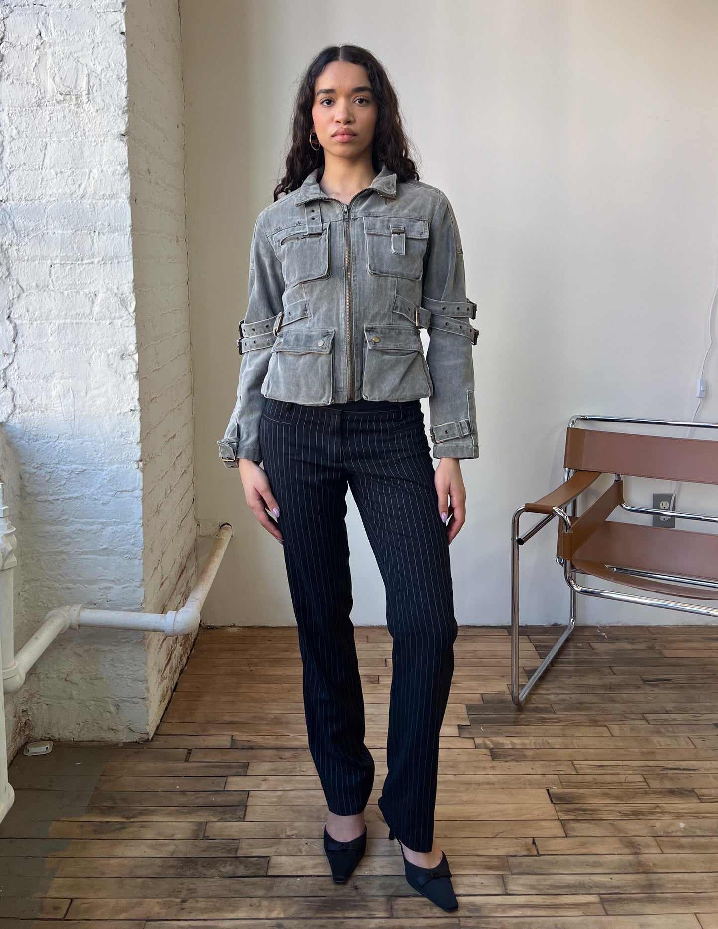 Vtg Grey Utility Jacket