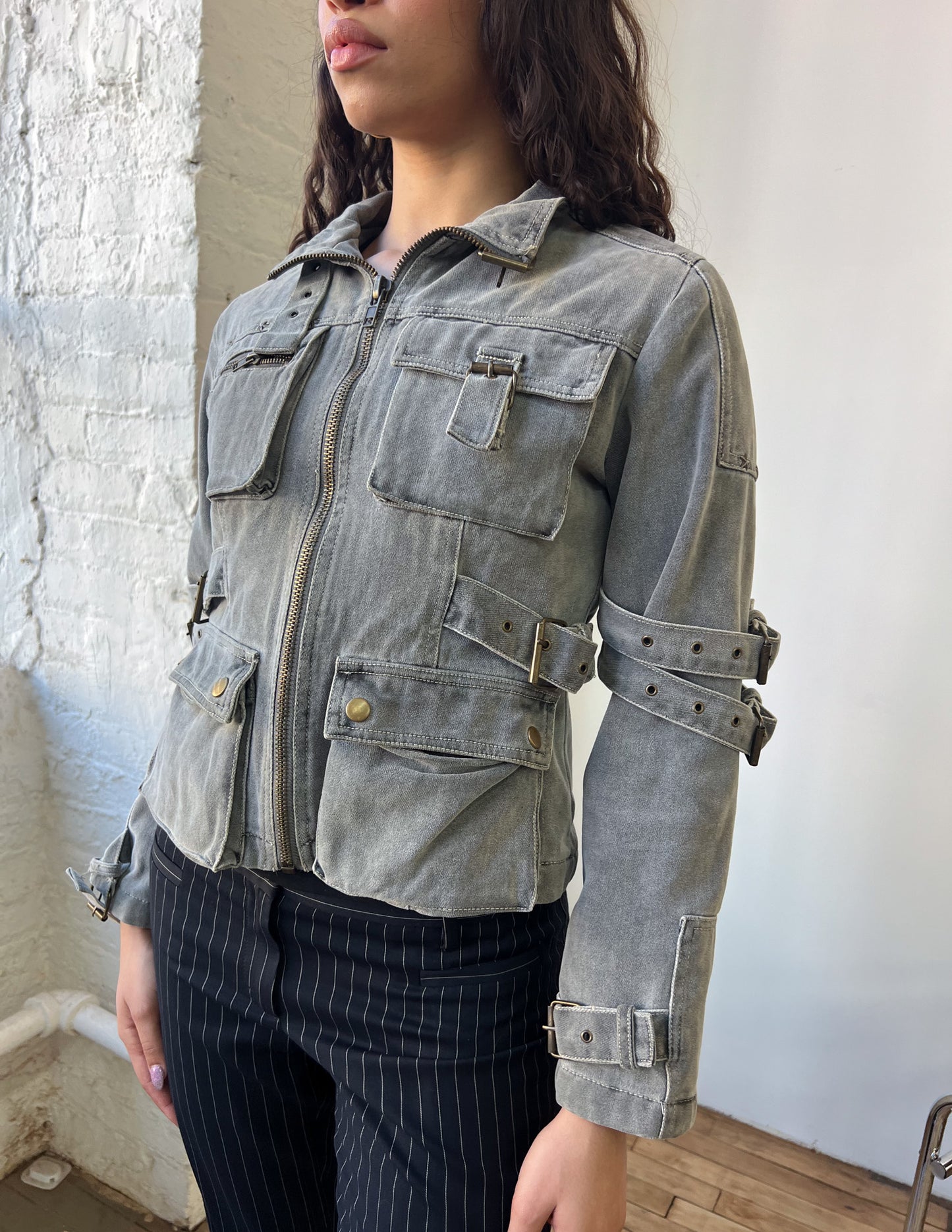 Vtg Grey Utility Jacket