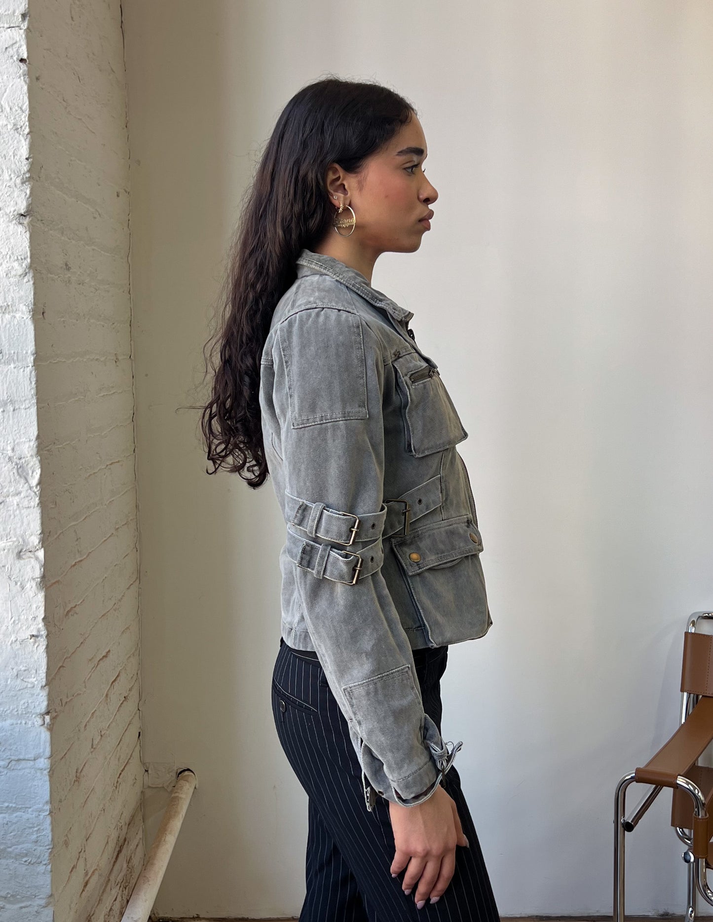 Vtg Grey Utility Jacket