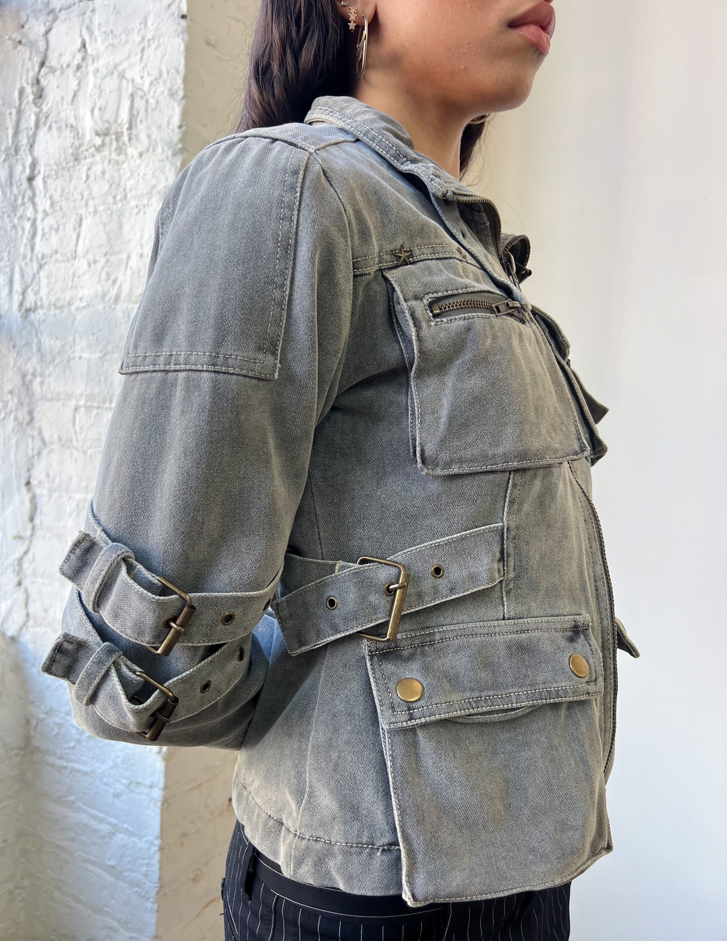 Vtg Grey Utility Jacket