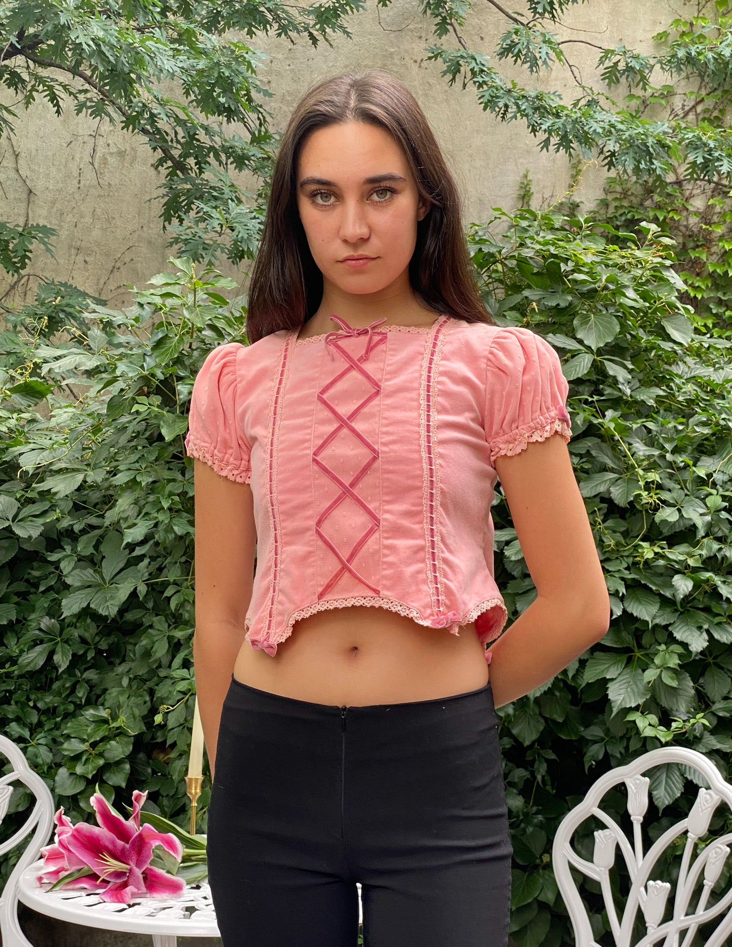 Vintage Shirley Temple Pink Corset Style Top Sourced in Japan
