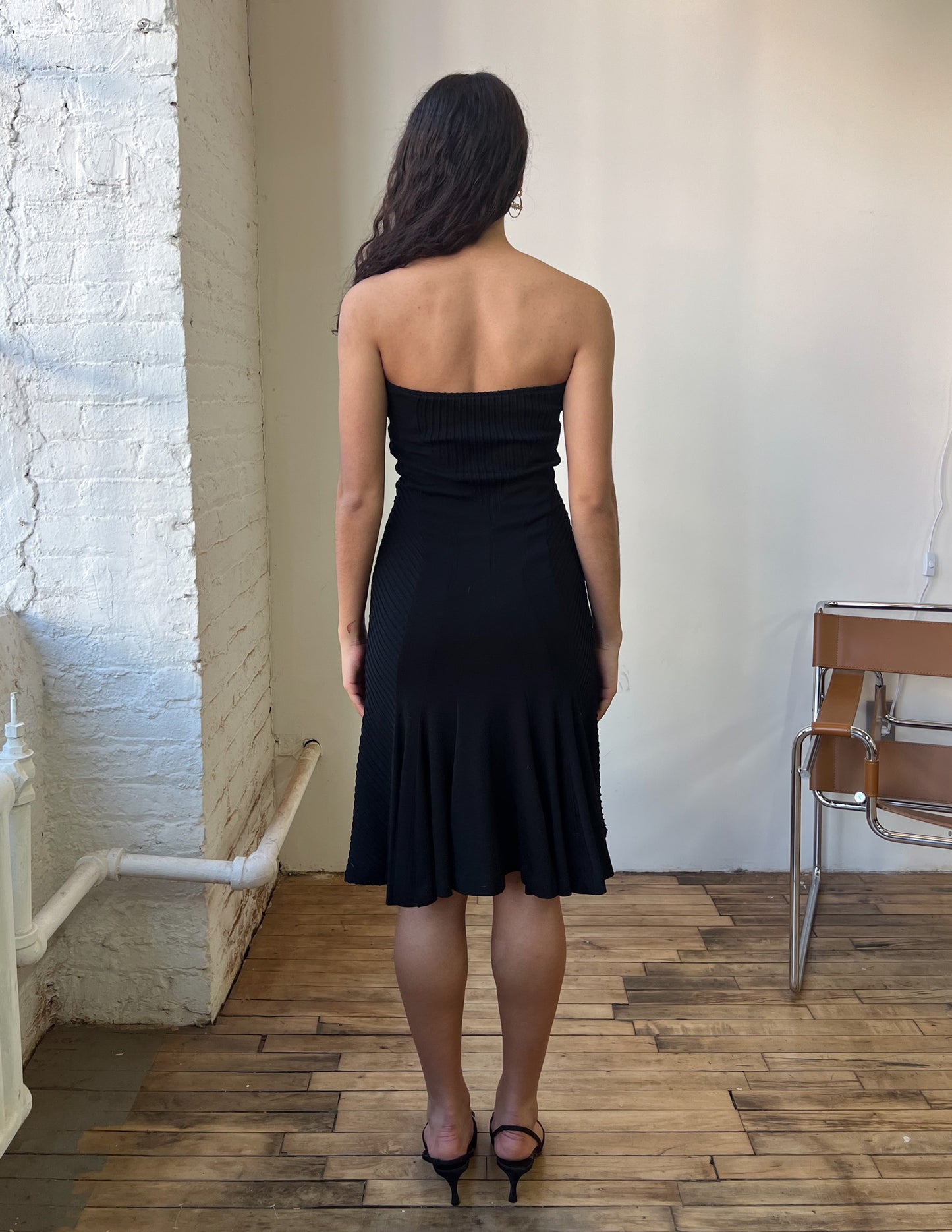 DVF Textured Strapless Midi Dress