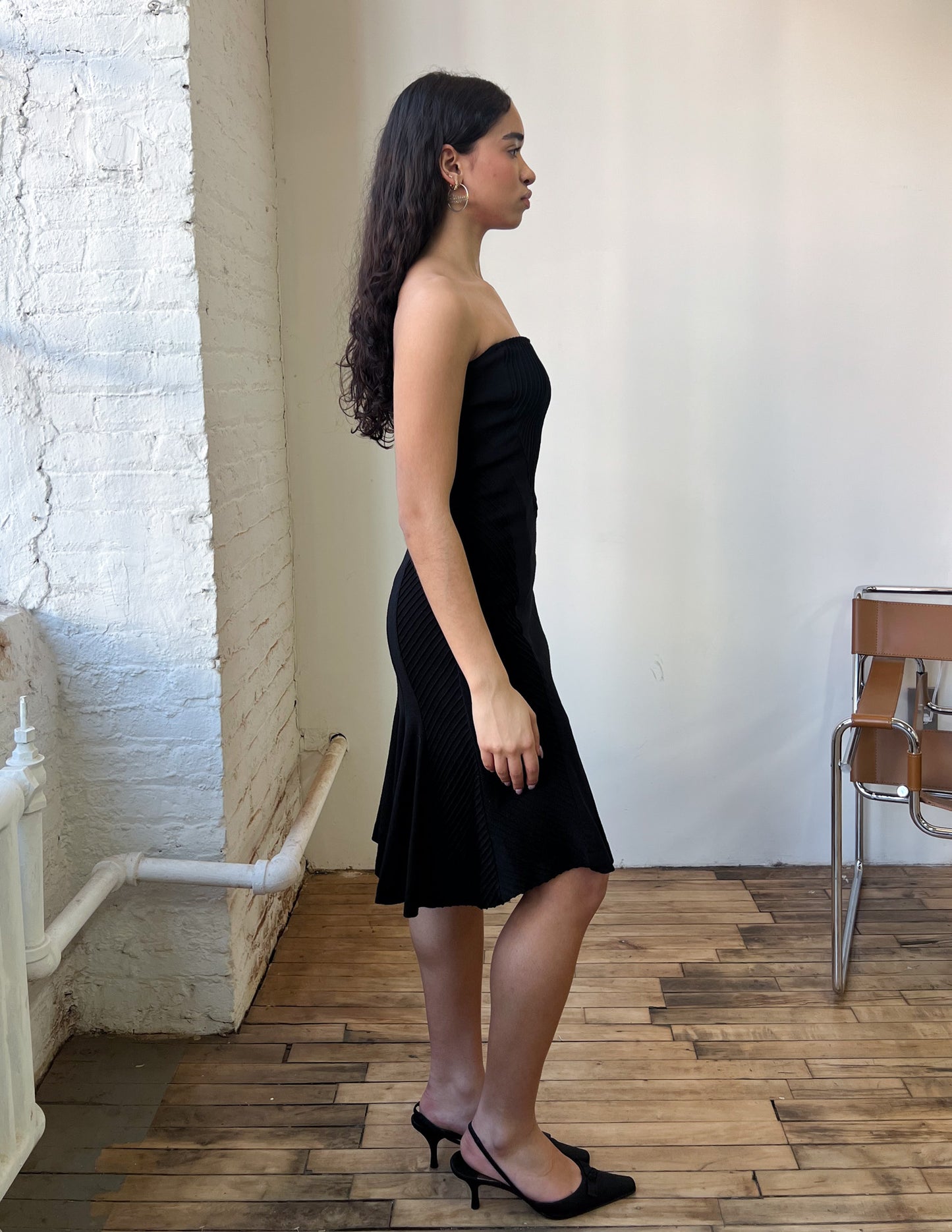 DVF Textured Strapless Midi Dress