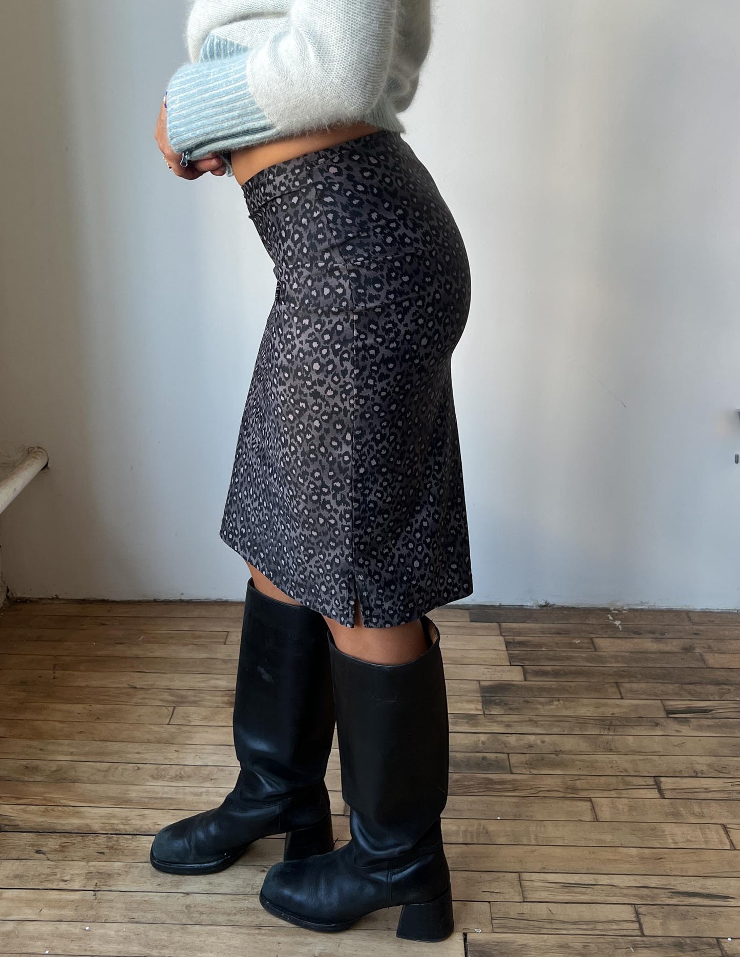 Betsey Johnson Leopard Midi Skirt