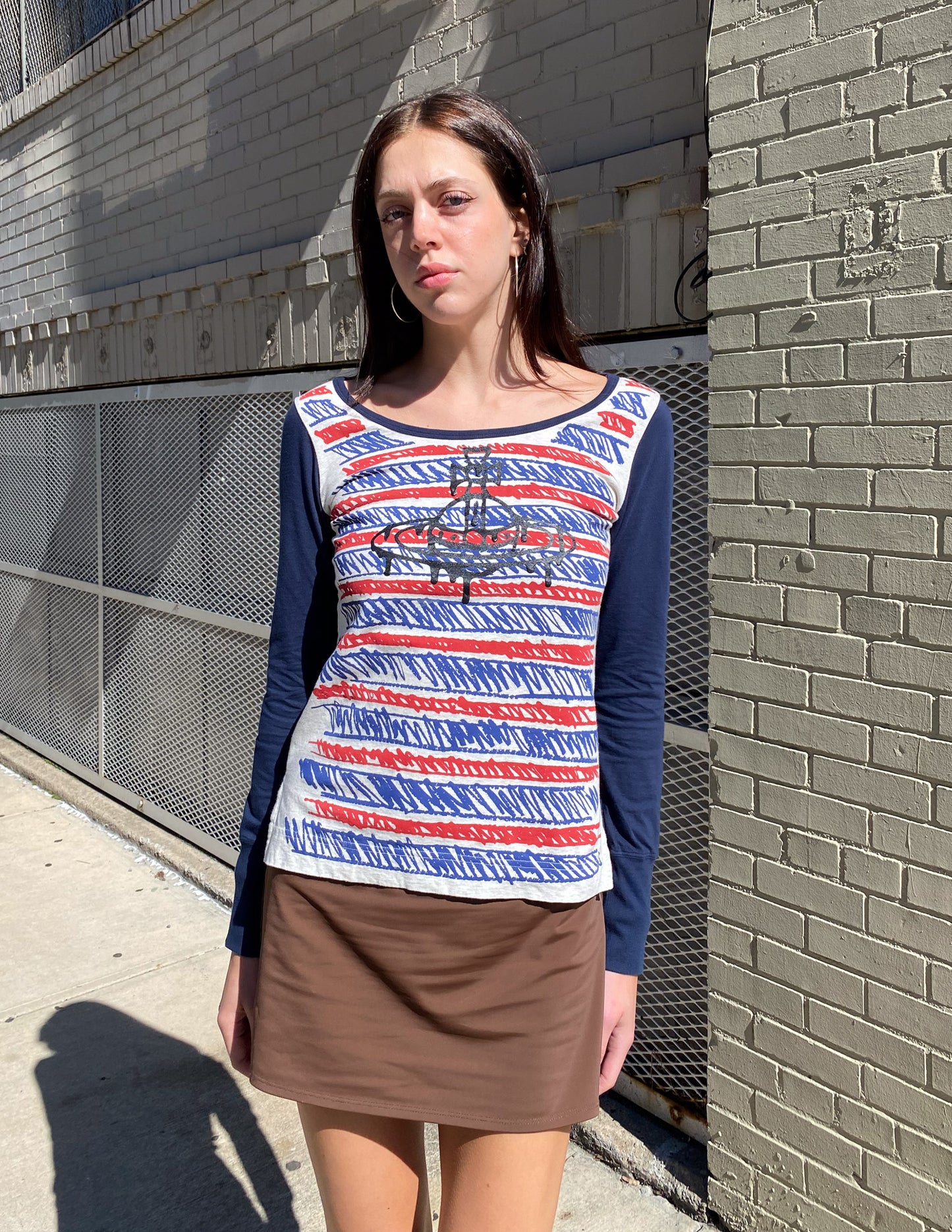 Vivienne Westwood Red Label Orb Navy Graphic Long Sleeve Top