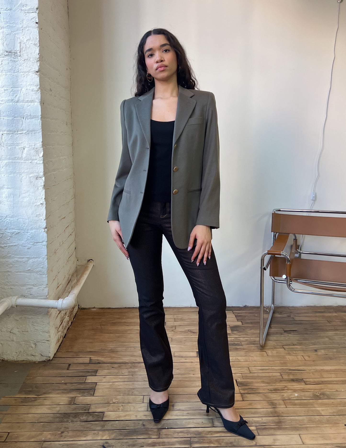 Georgio Armani Classico Olive Cashmere Blazer