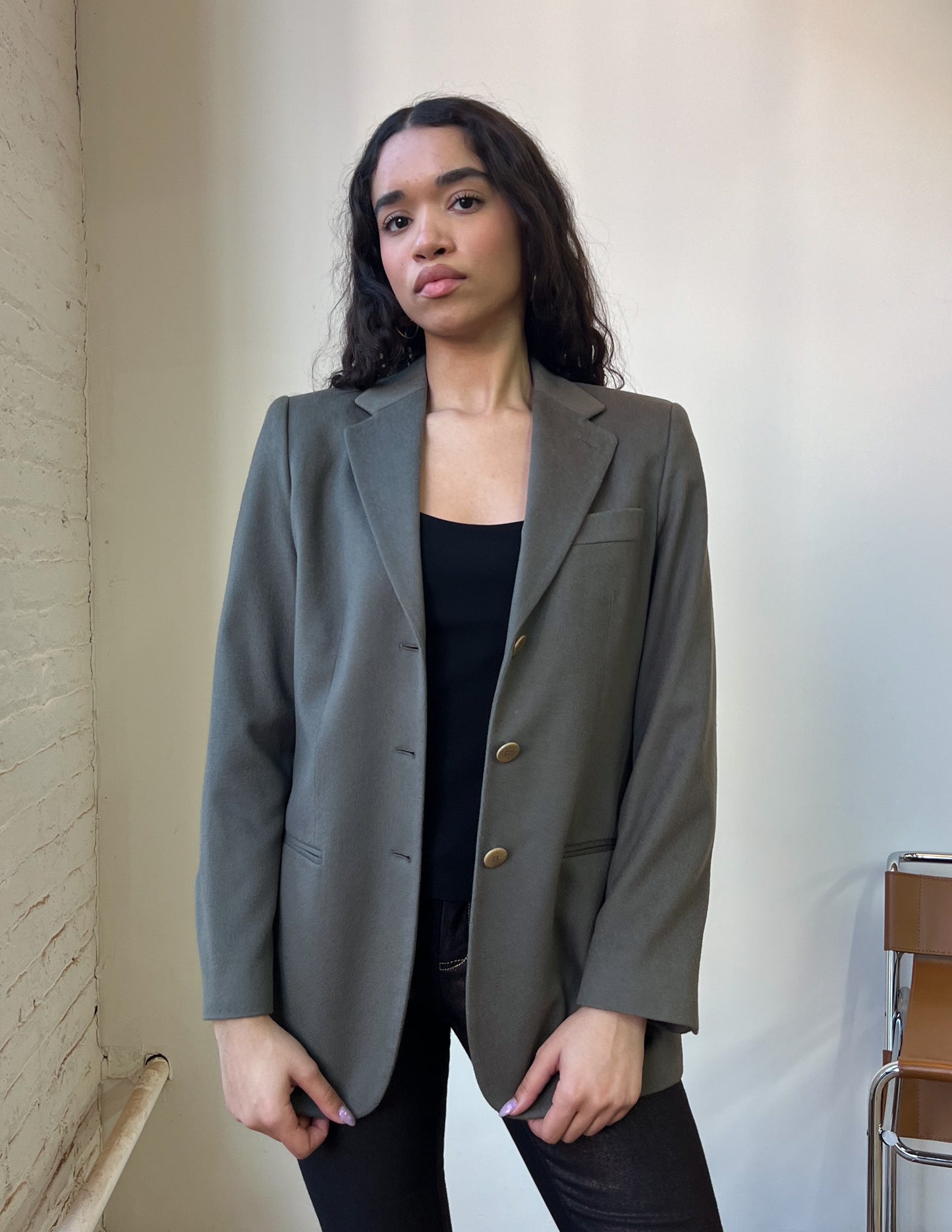 Georgio Armani Classico Olive Cashmere Blazer