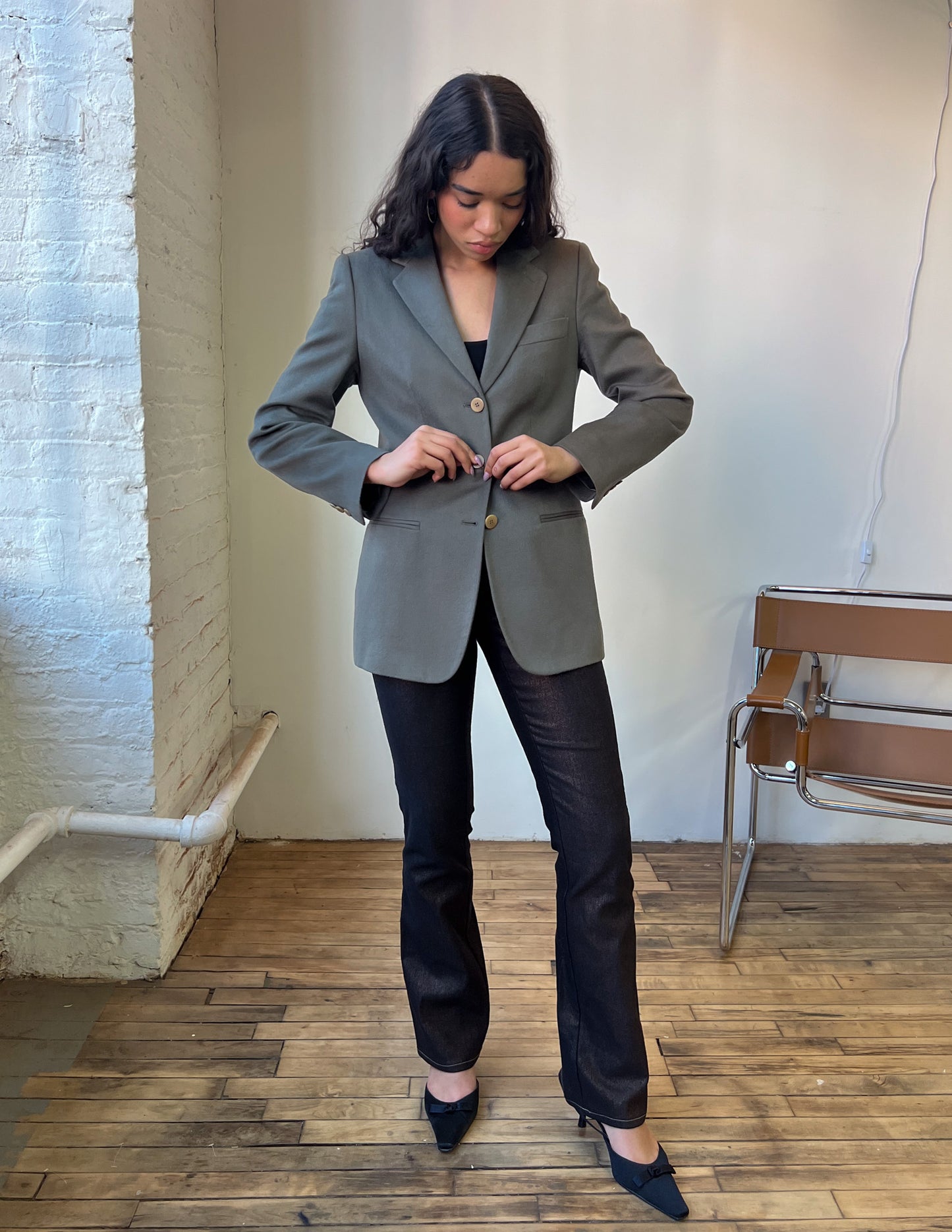 Georgio Armani Classico Olive Cashmere Blazer