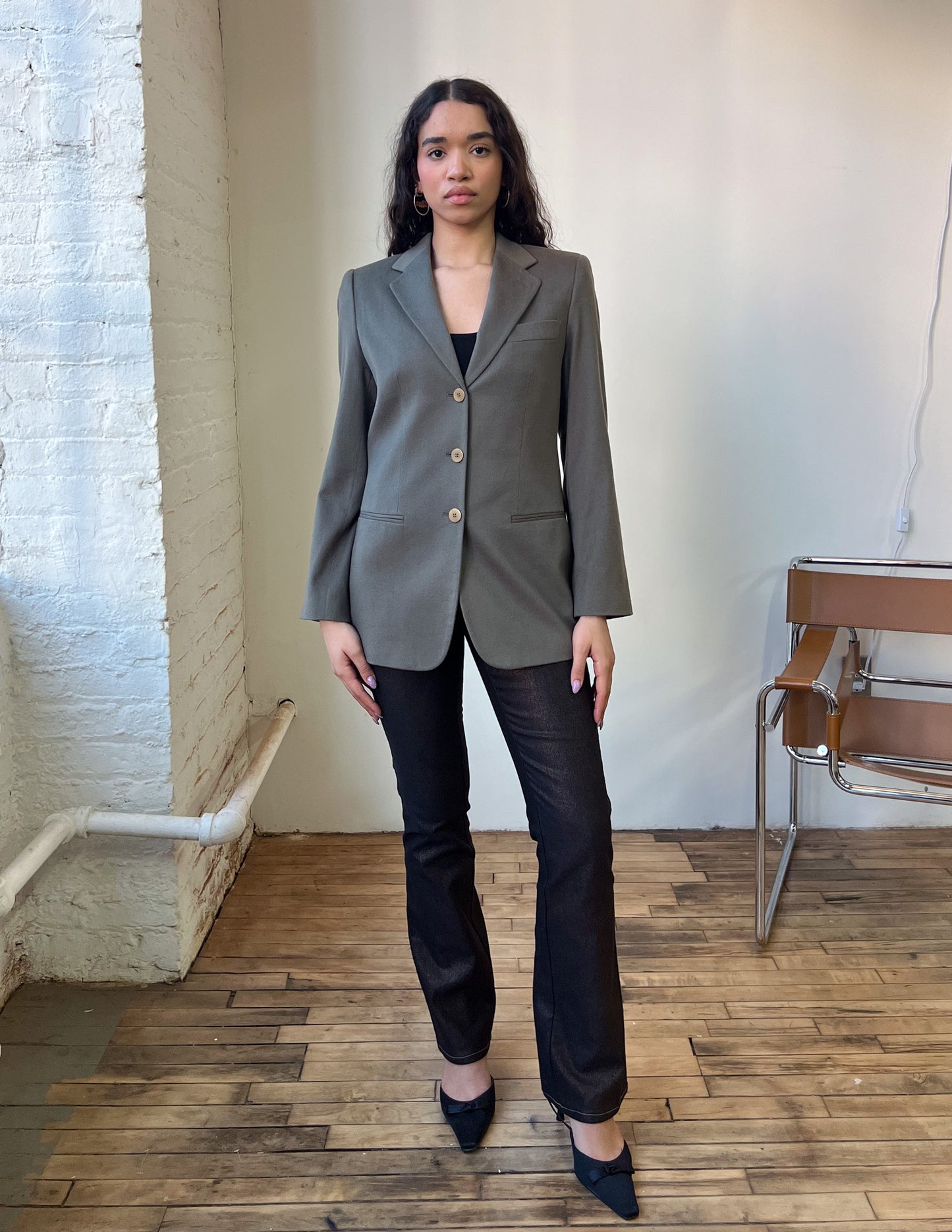 Georgio Armani Classico Olive Cashmere Blazer