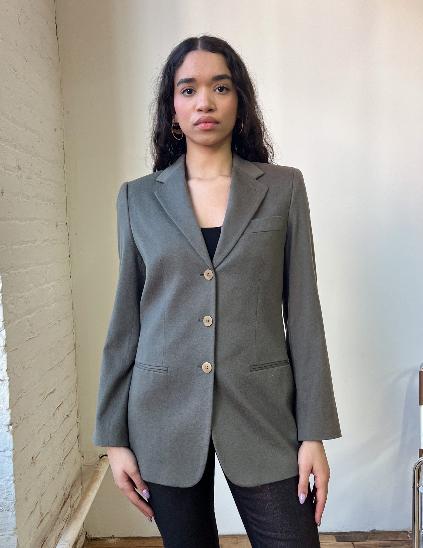 Georgio Armani Classico Olive Cashmere Blazer