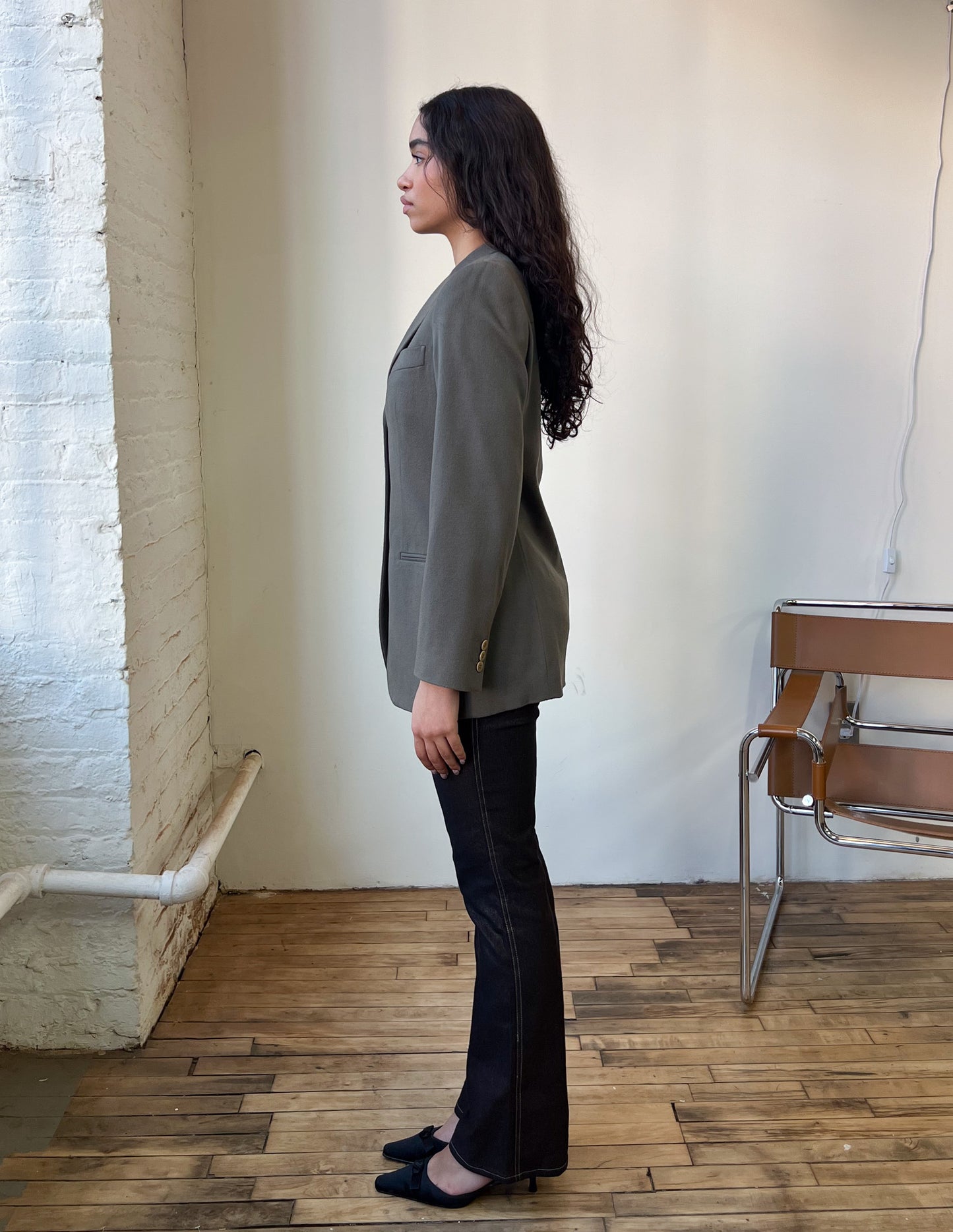Georgio Armani Classico Olive Cashmere Blazer