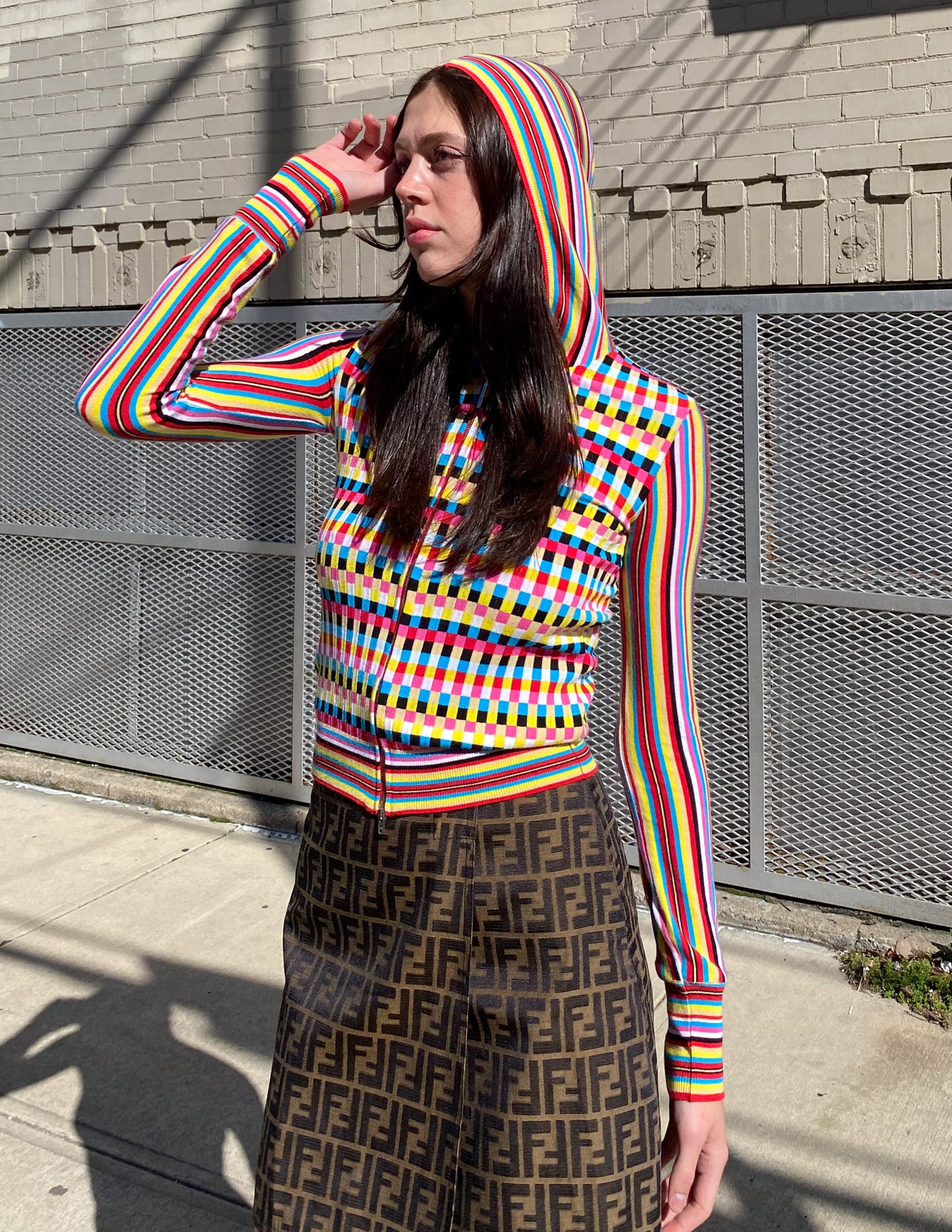 Vtg Versace Classic Multicolored Zip Up