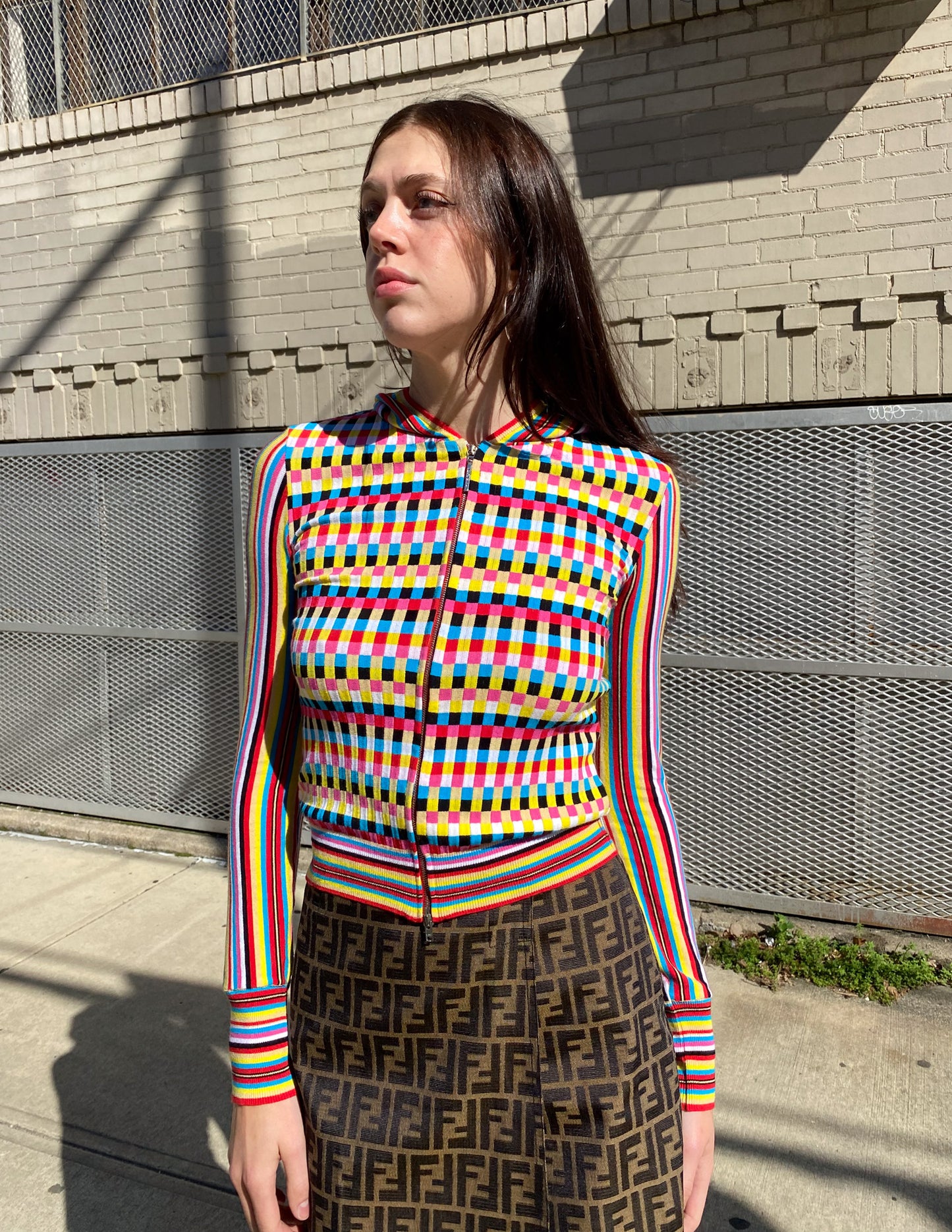 Vtg Versace Classic Multicolored Zip Up