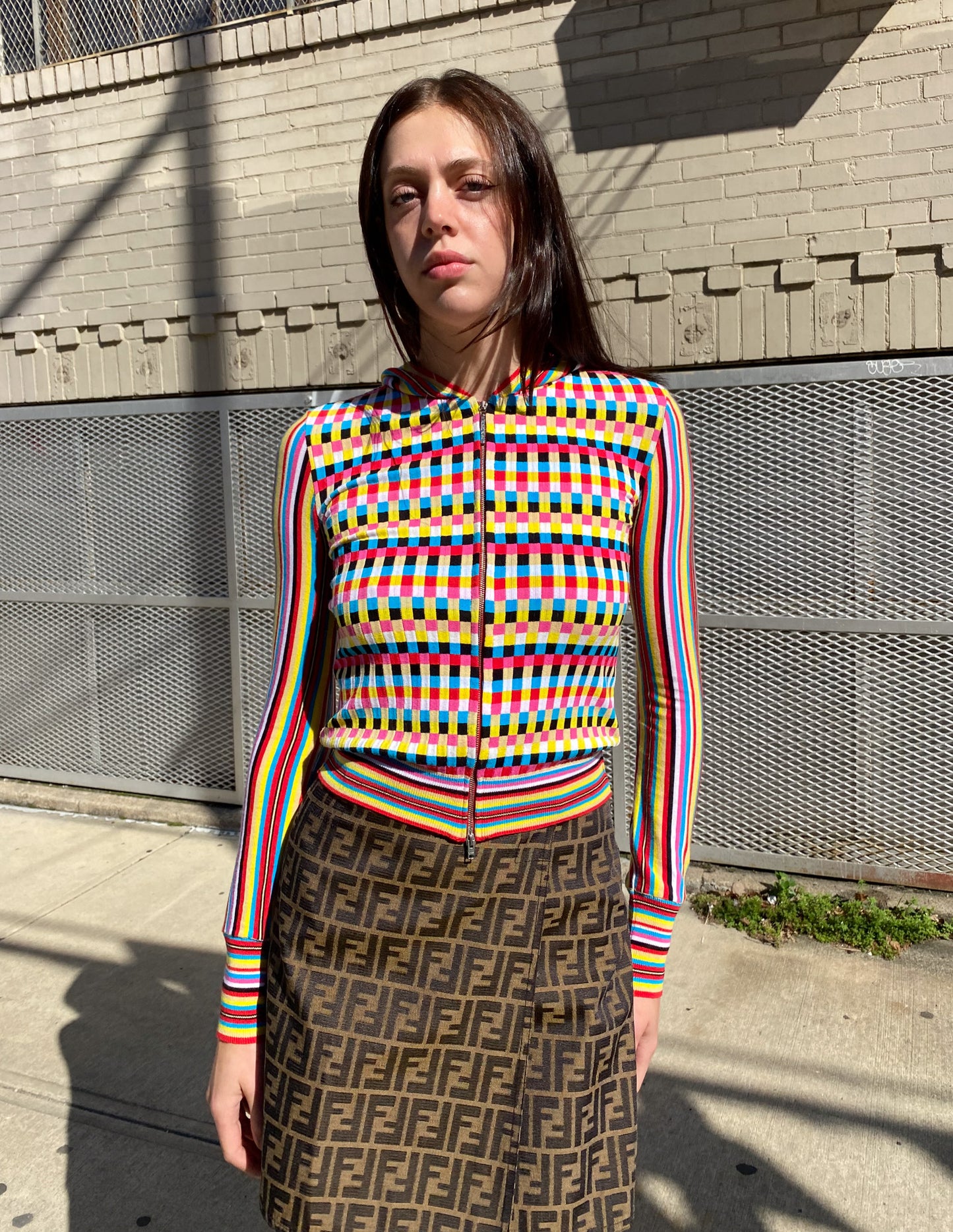 Vtg Versace Classic Multicolored Zip Up