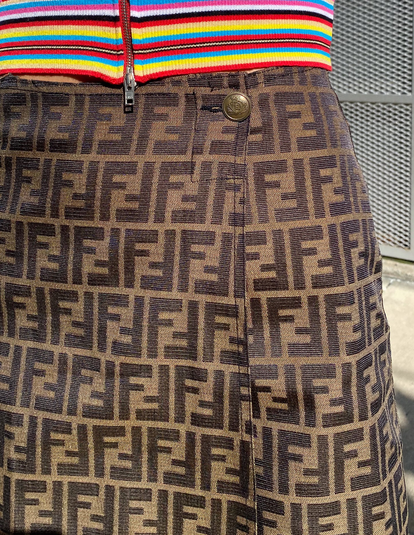 Fendi Zucca All Over Print Wrap Skirt