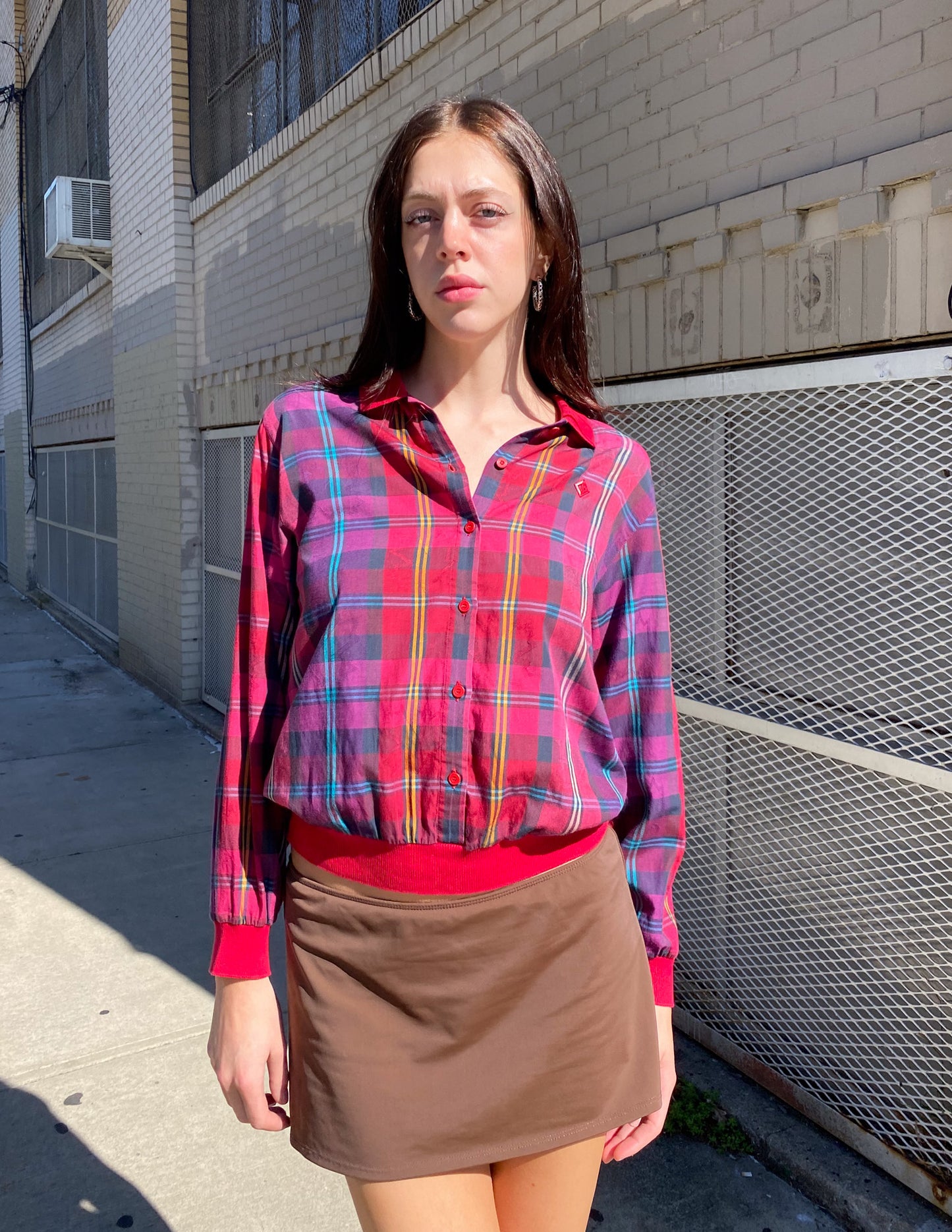 Christian Dior Sports Red Plaid Button Down