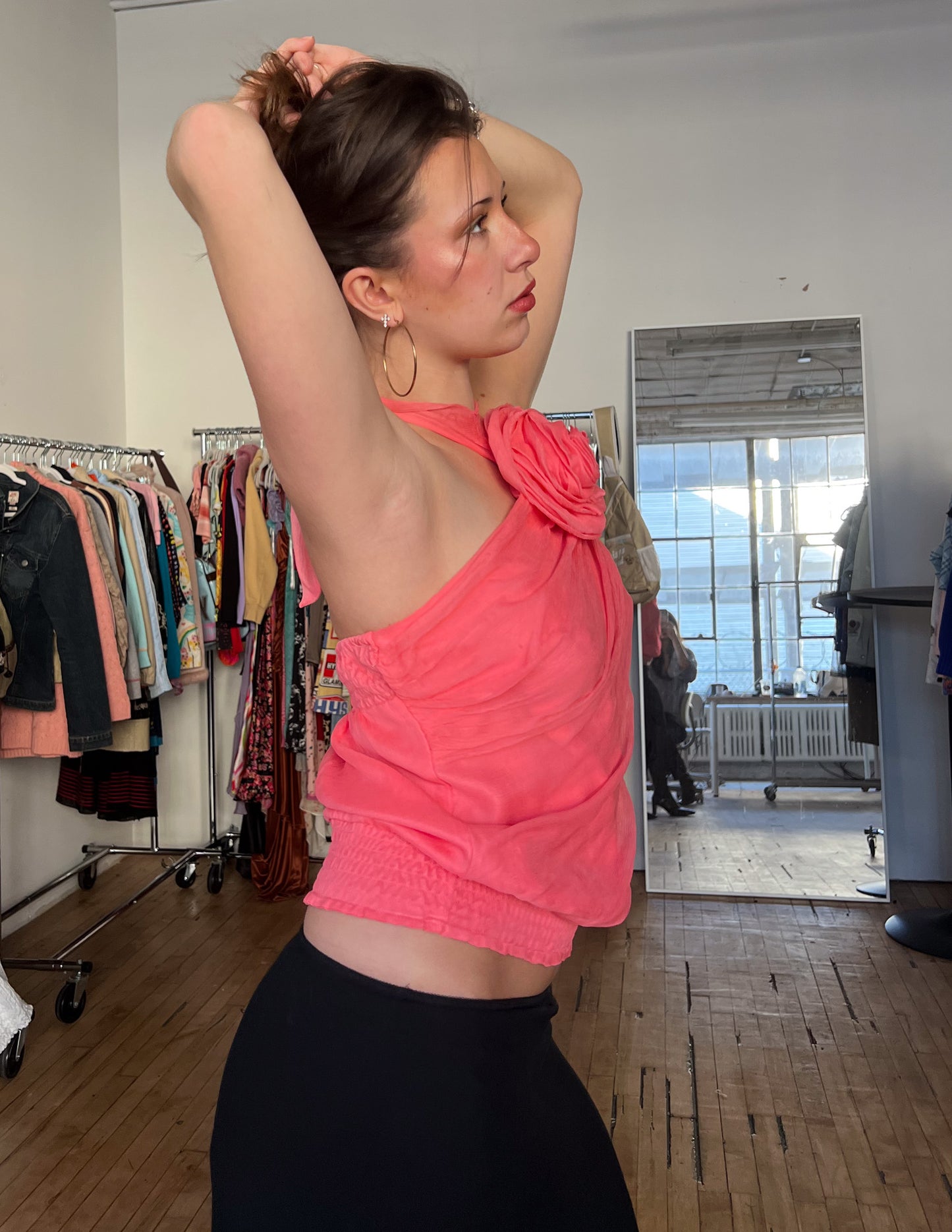 Bebe Rosette 100% Silk Top