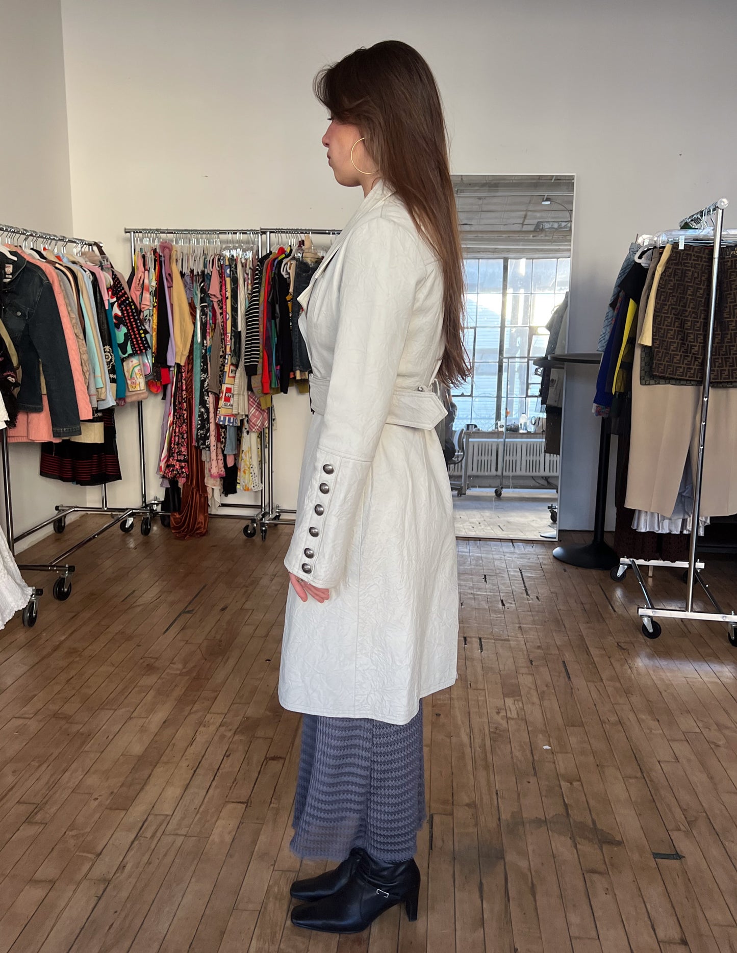 White Leather Trench
