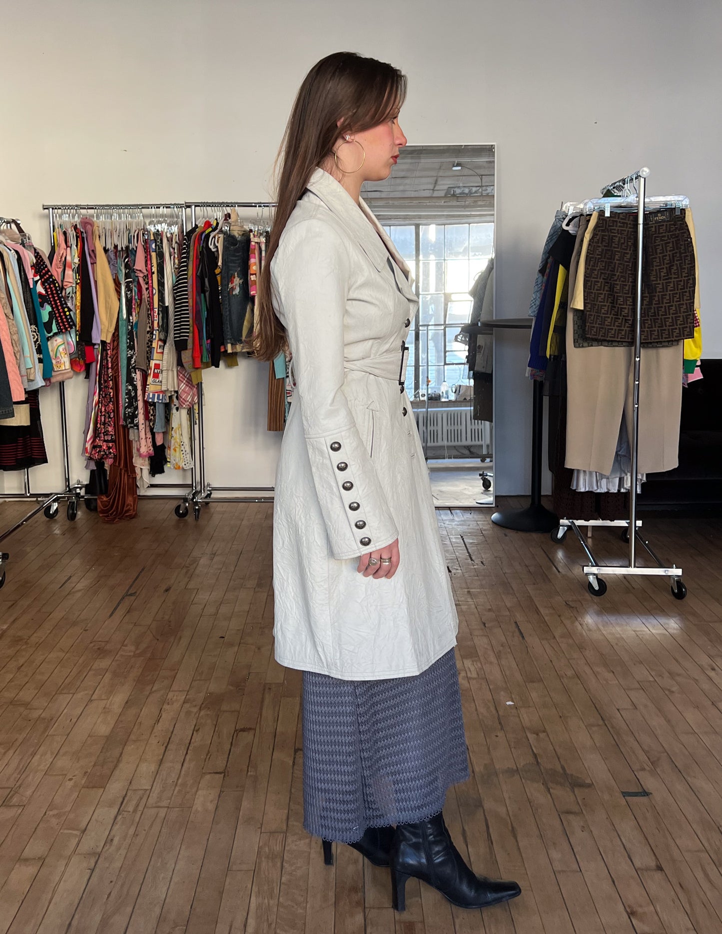 White Leather Trench