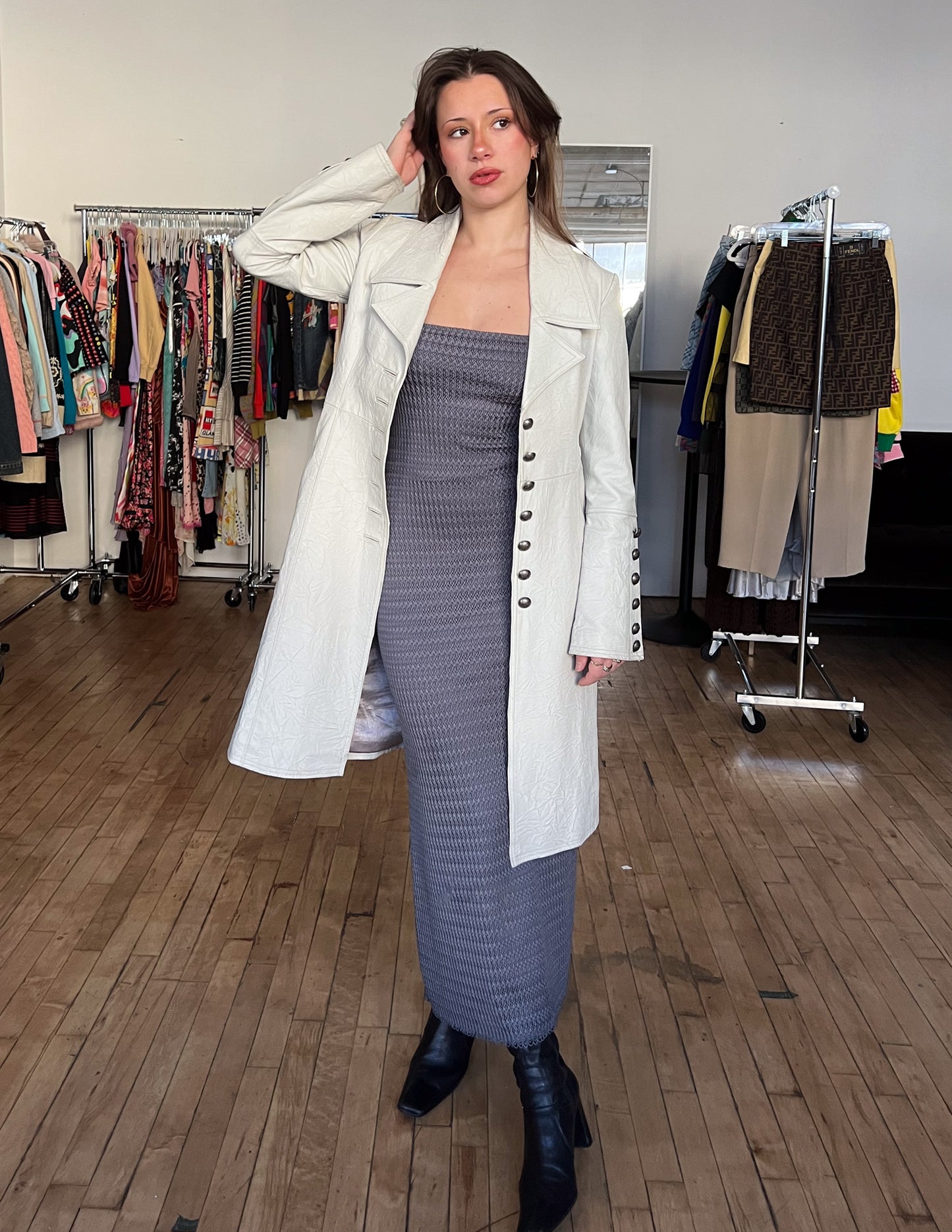 White Leather Trench