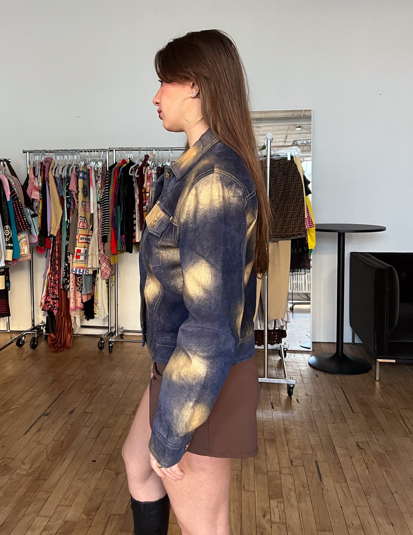 Suede Gold Brushed Leather Jacket