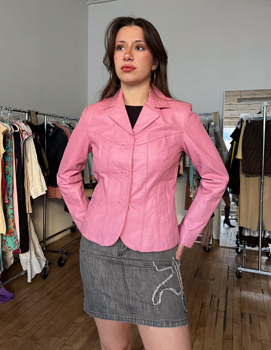 Barbie Pink Vtg Leather Jacket