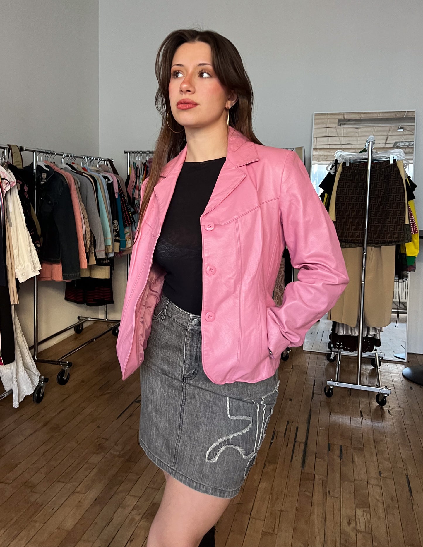 Barbie Pink Vtg Leather Jacket
