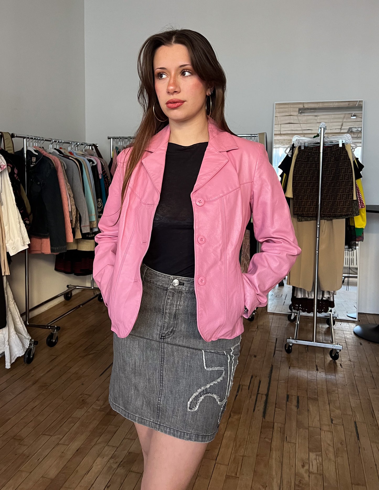 Barbie Pink Vtg Leather Jacket
