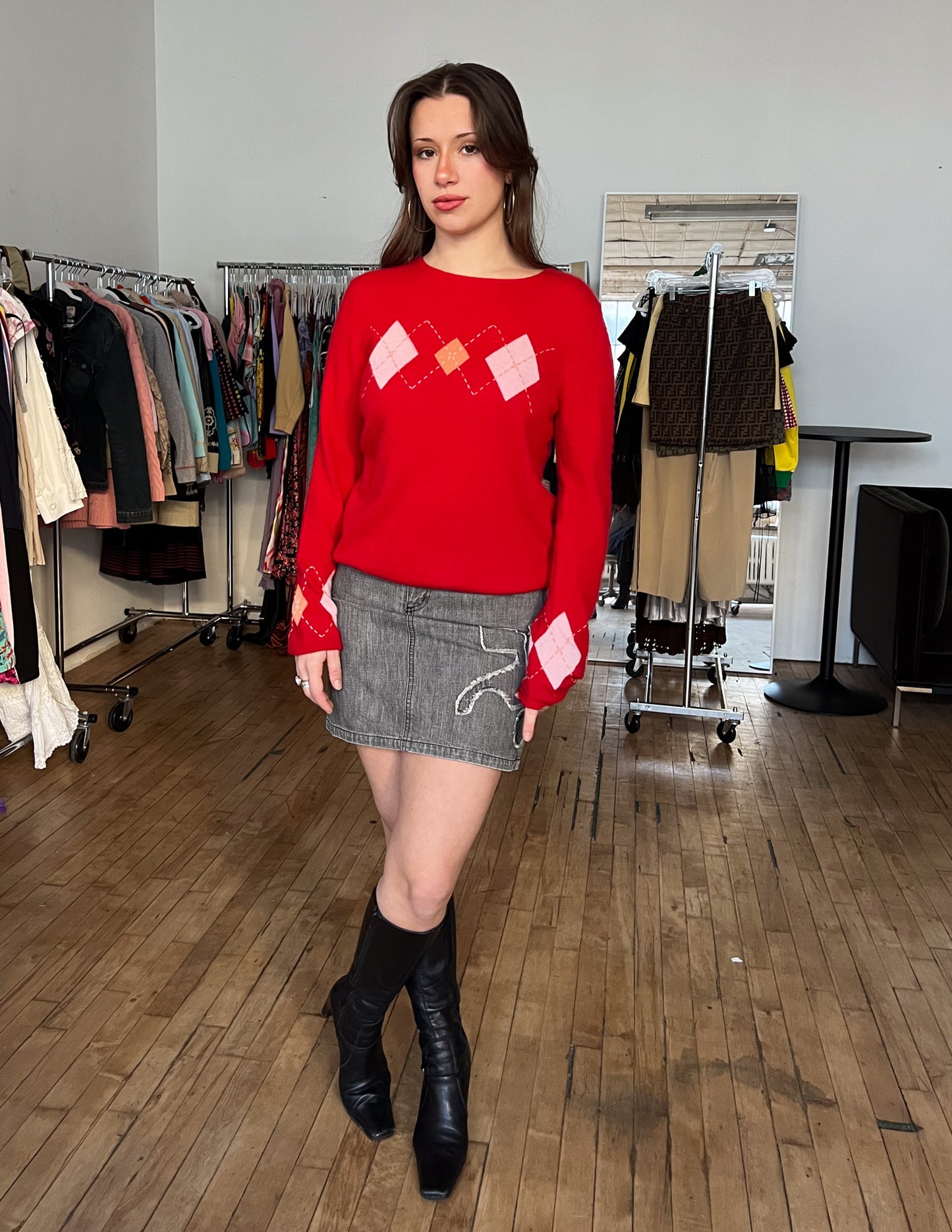 red argyle cashmere