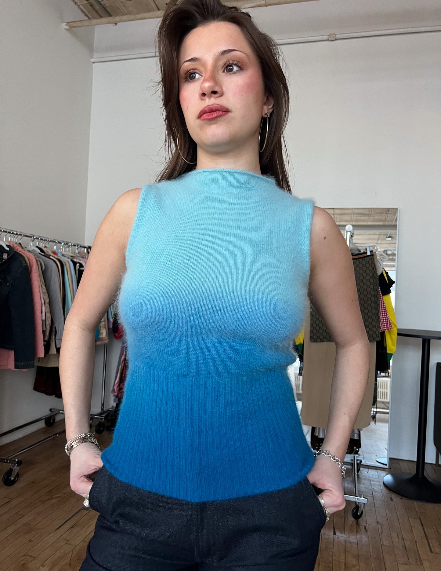 Vtg Rampage Angora Rabbit Hair Gradient Top