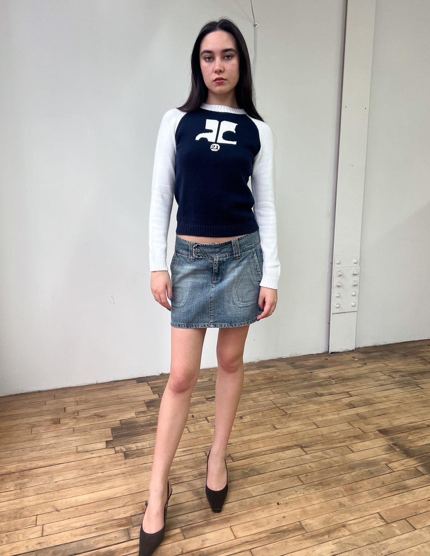 Courrèges Vintage Navy Cotton Sweater