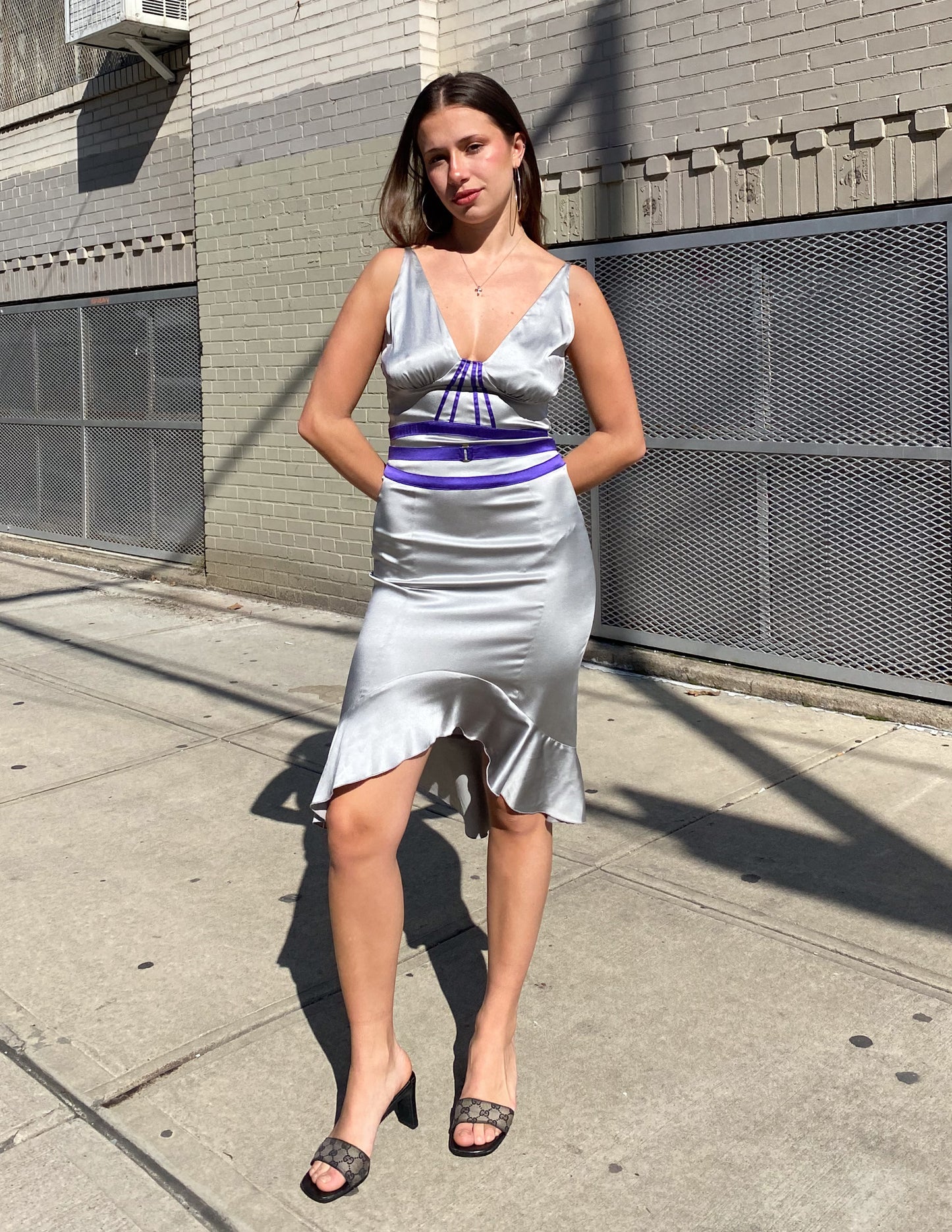 Vtg Silk Marciano Midi Dress