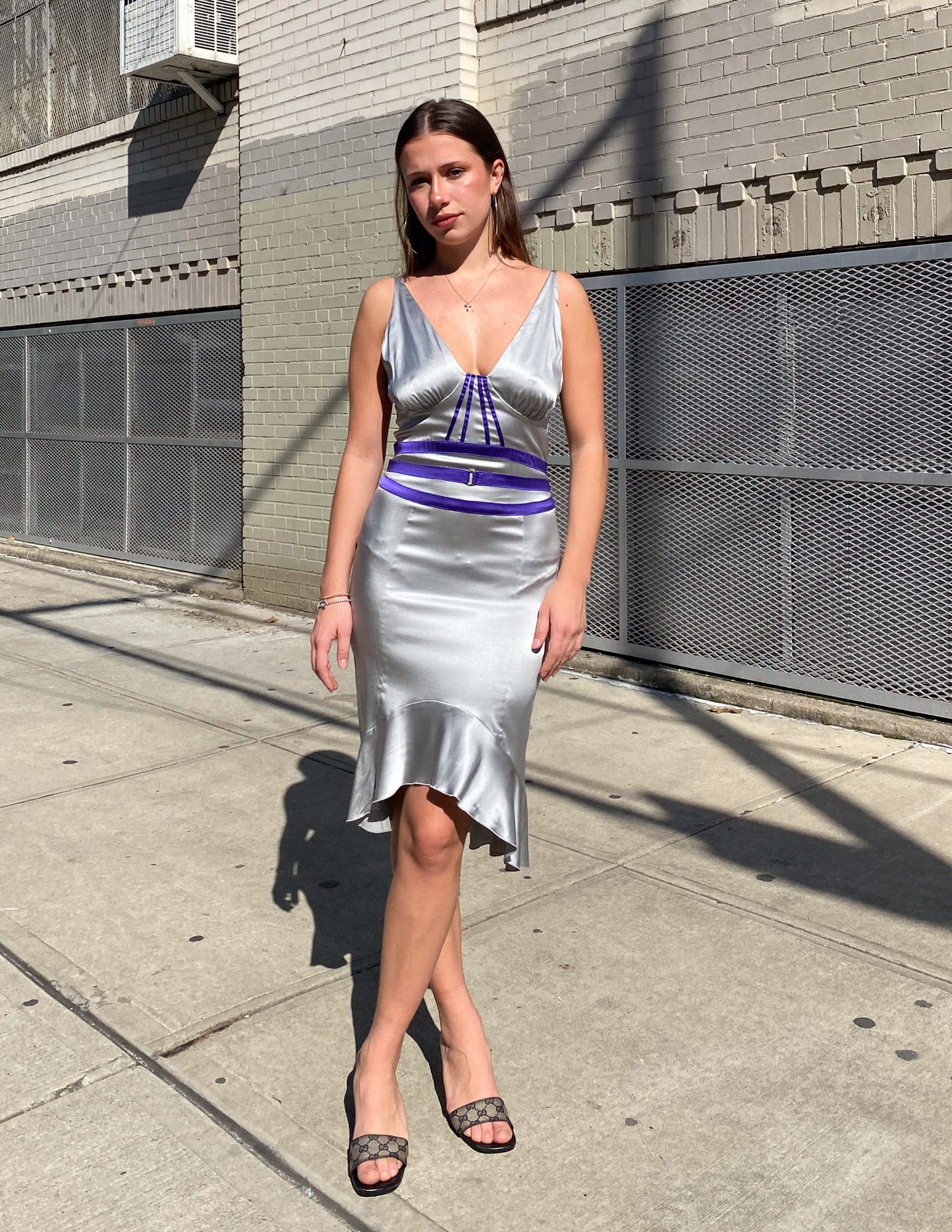 Vtg Silk Marciano Midi Dress