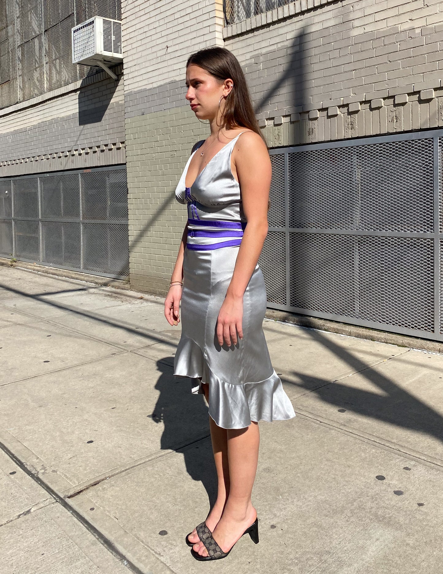 Vtg Silk Marciano Midi Dress