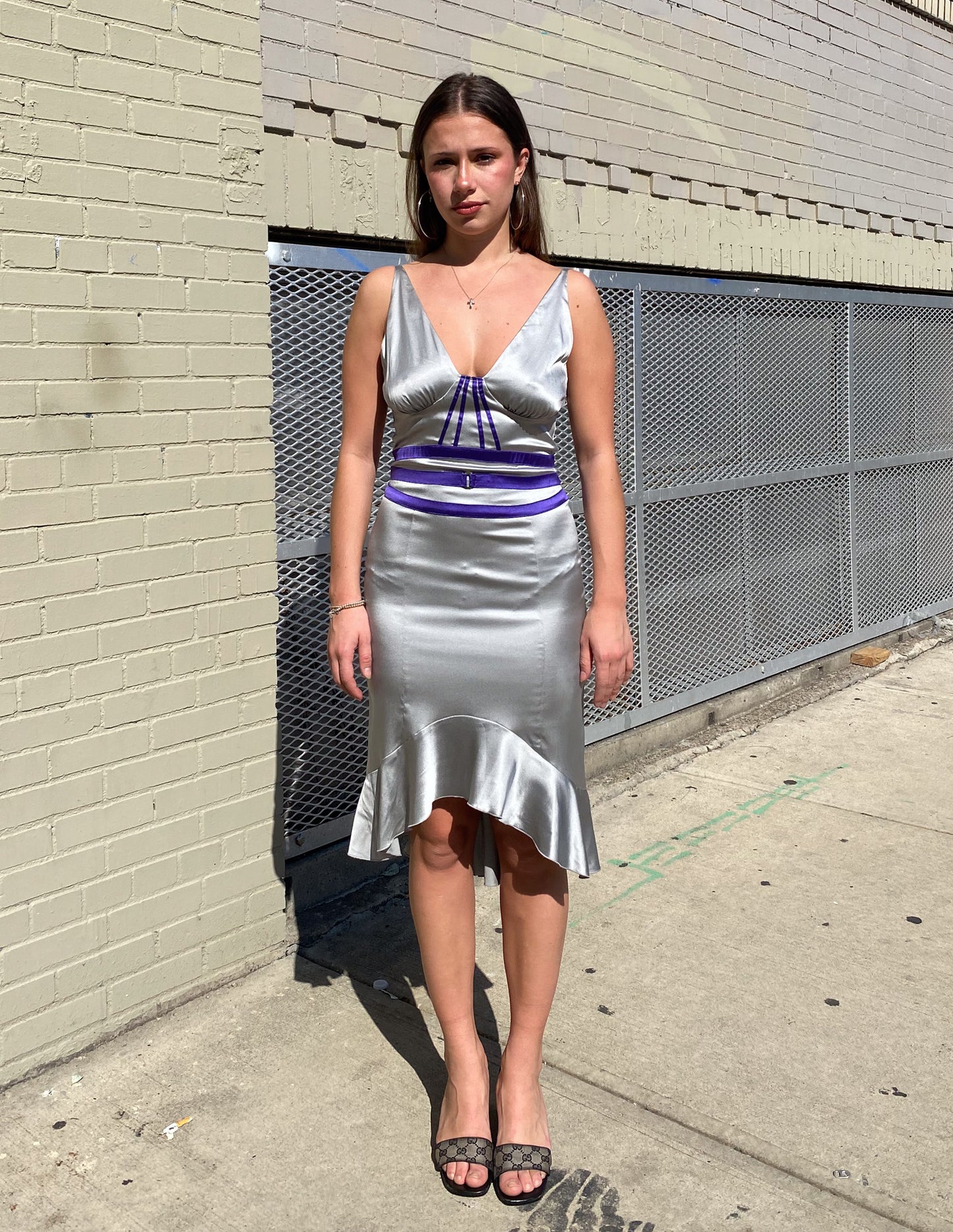 Vtg Silk Marciano Midi Dress