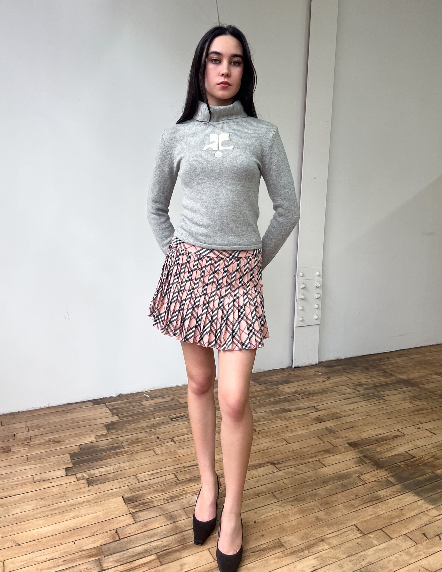 Courrèges Vintage Grey Wool Turtleneck Sweater