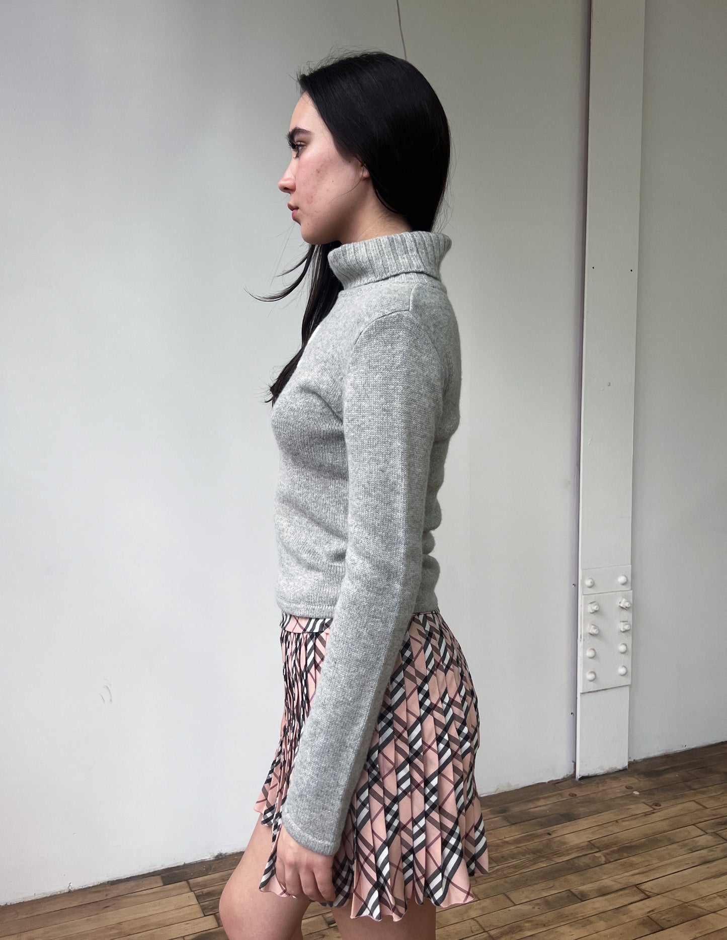 Courrèges Vintage Grey Wool Turtleneck Sweater