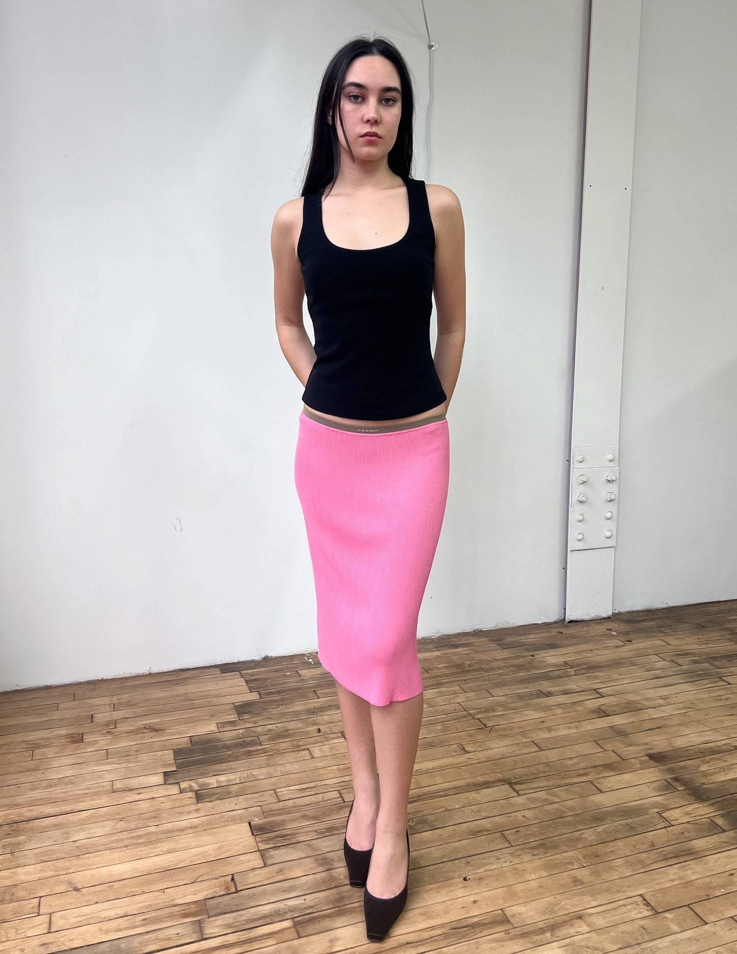 Vtg Fendi Pink Slip Skirt