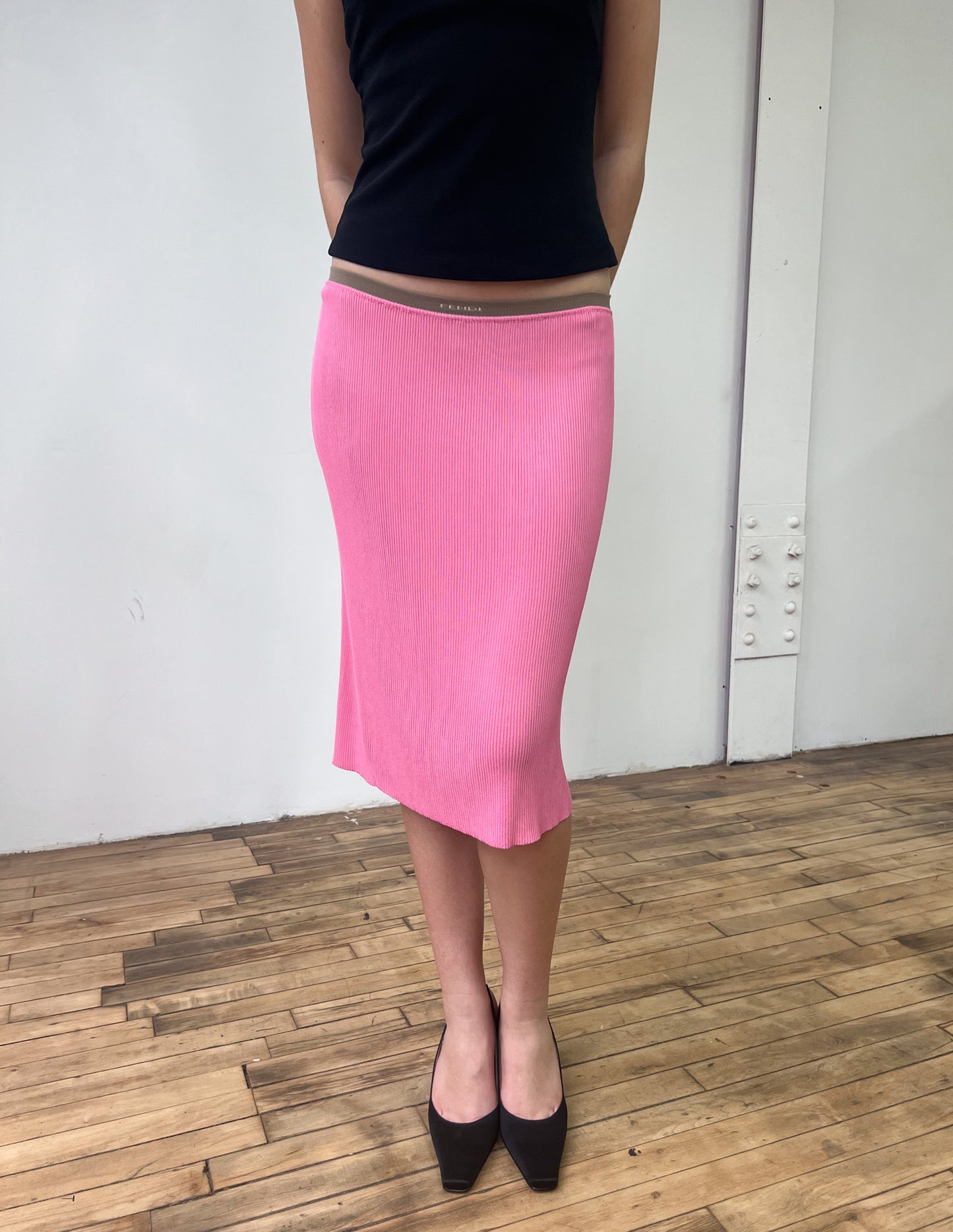Vtg Fendi Pink Slip Skirt
