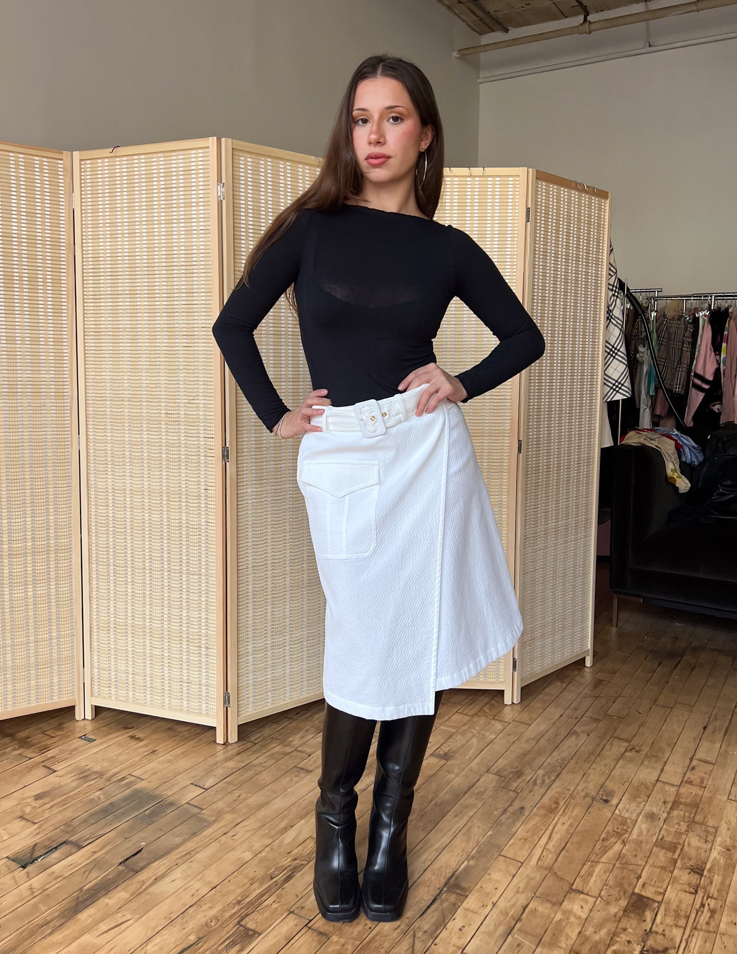 Moschino Boutique Textured Belt Skirt