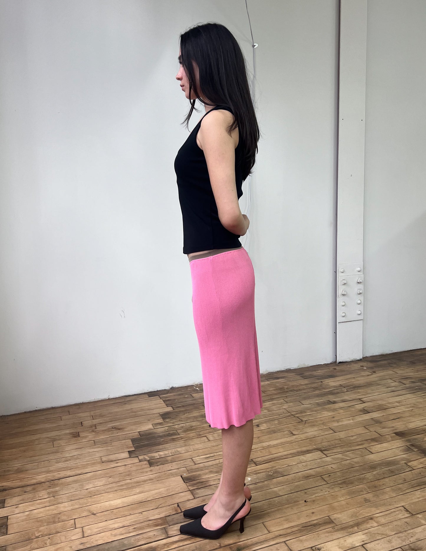 Vtg Fendi Pink Slip Skirt