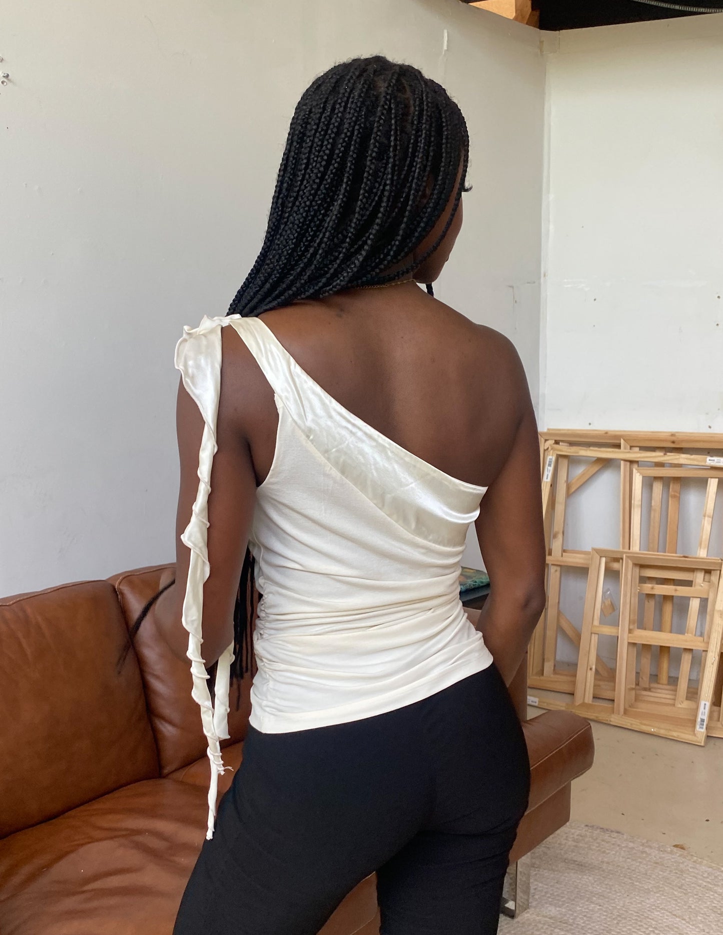 Vtg Y2K Arden B Rosette One Shoulder Top