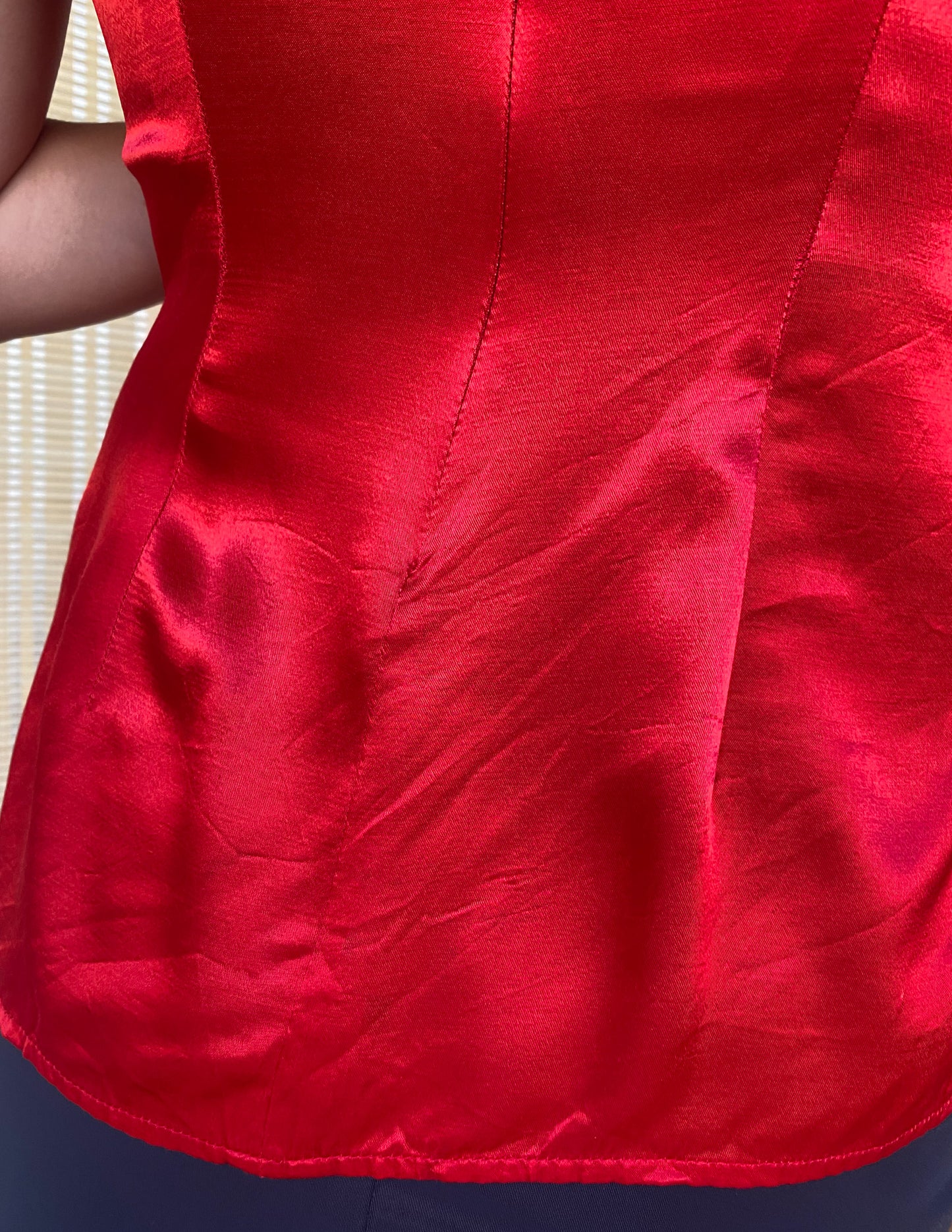 Vtg Henry Bendel Red Silky Blouse