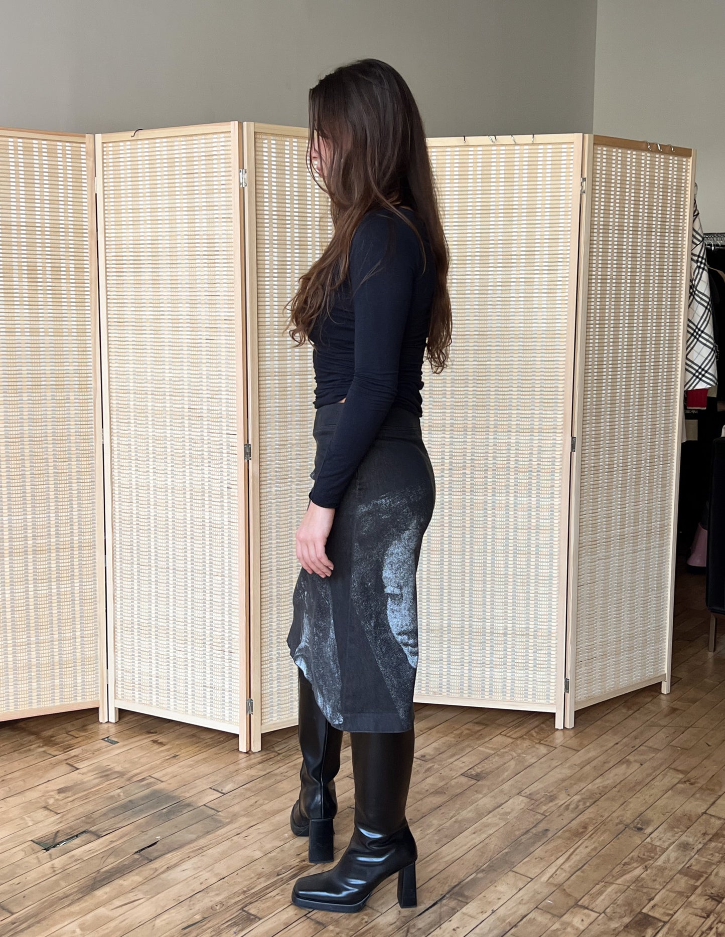 Vtg Parasuco Face Print Skirt