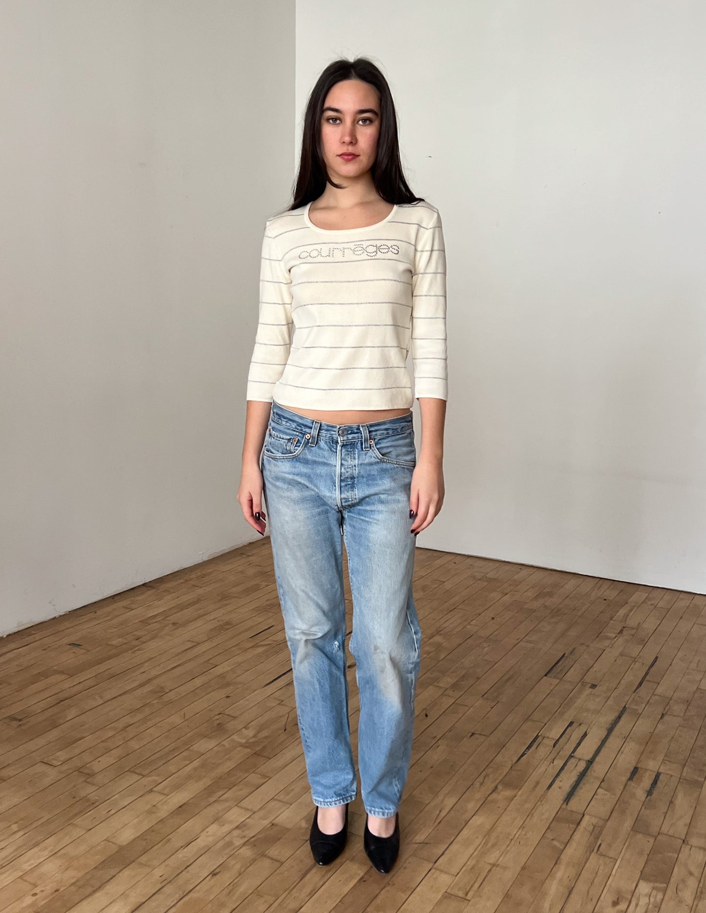 Courrèges Rhinestone Sparkle Stripe Knit