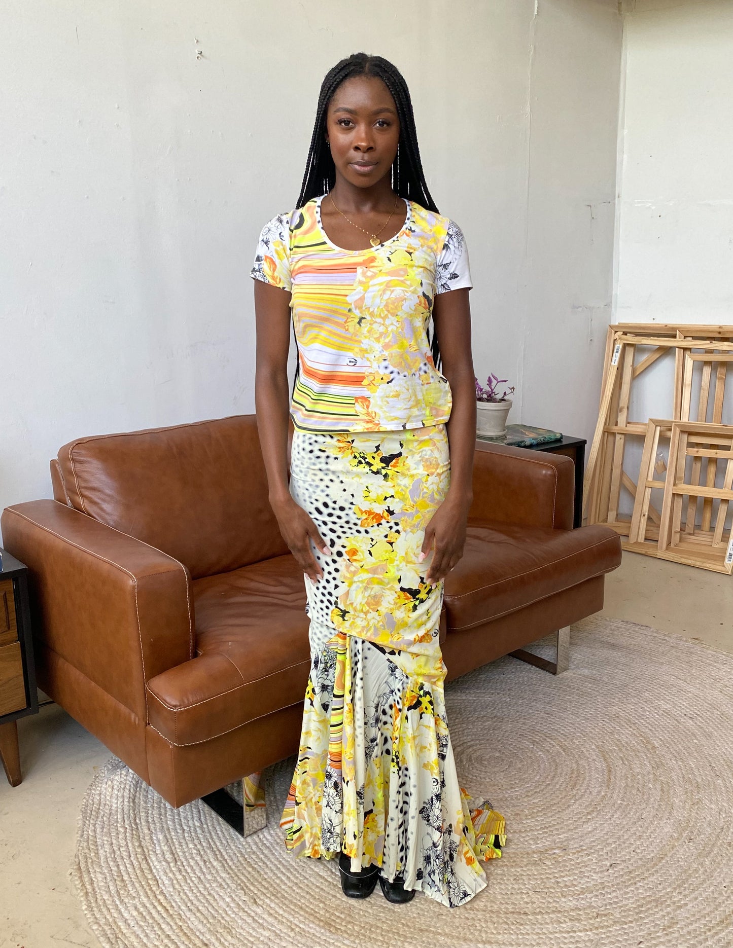 Roberto Cavalli Just Cavalli Two Piece Animal & Floral Mermaid Skirt Set