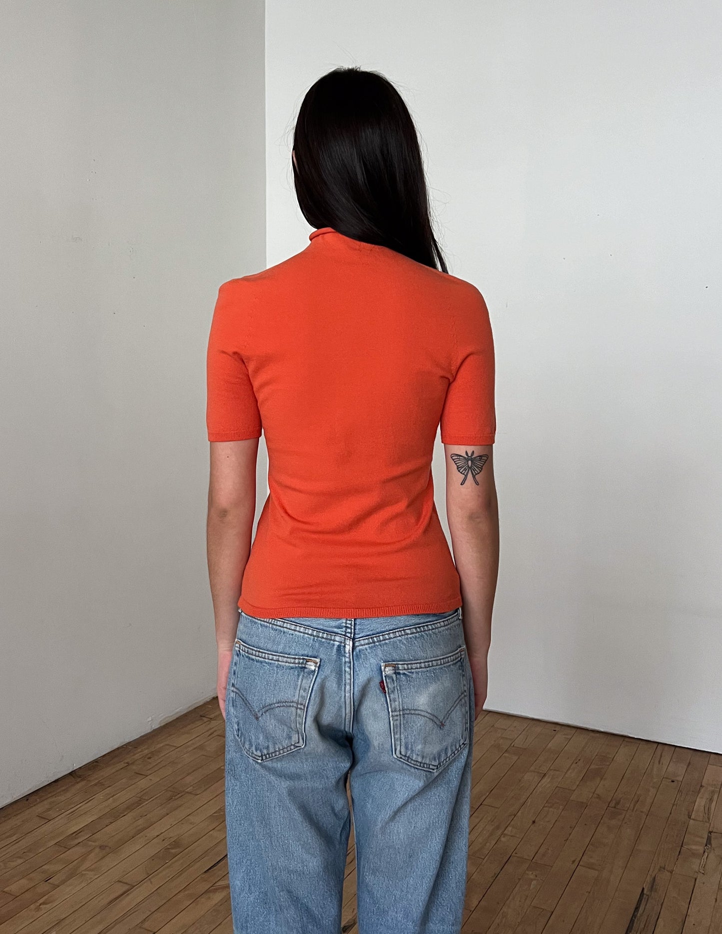 Burberry London Nova Check Flag Mock Neck Fine Knit Tee