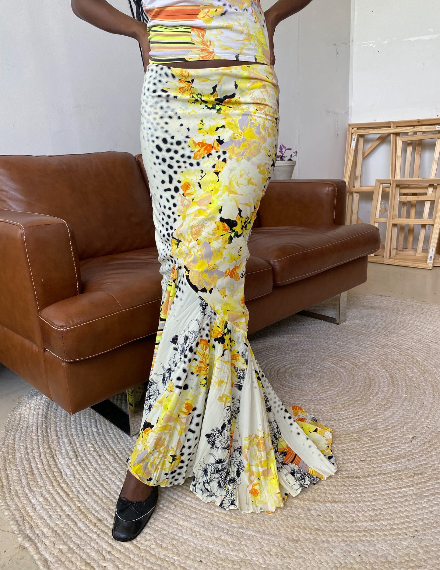 Roberto Cavalli Just Cavalli Two Piece Animal & Floral Mermaid Skirt Set
