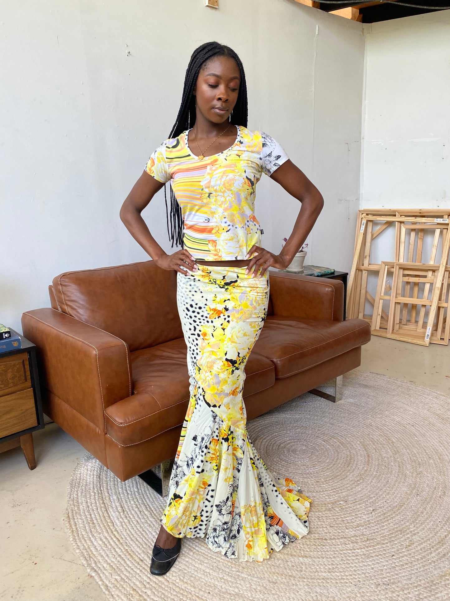 Roberto Cavalli Just Cavalli Two Piece Animal & Floral Mermaid Skirt Set