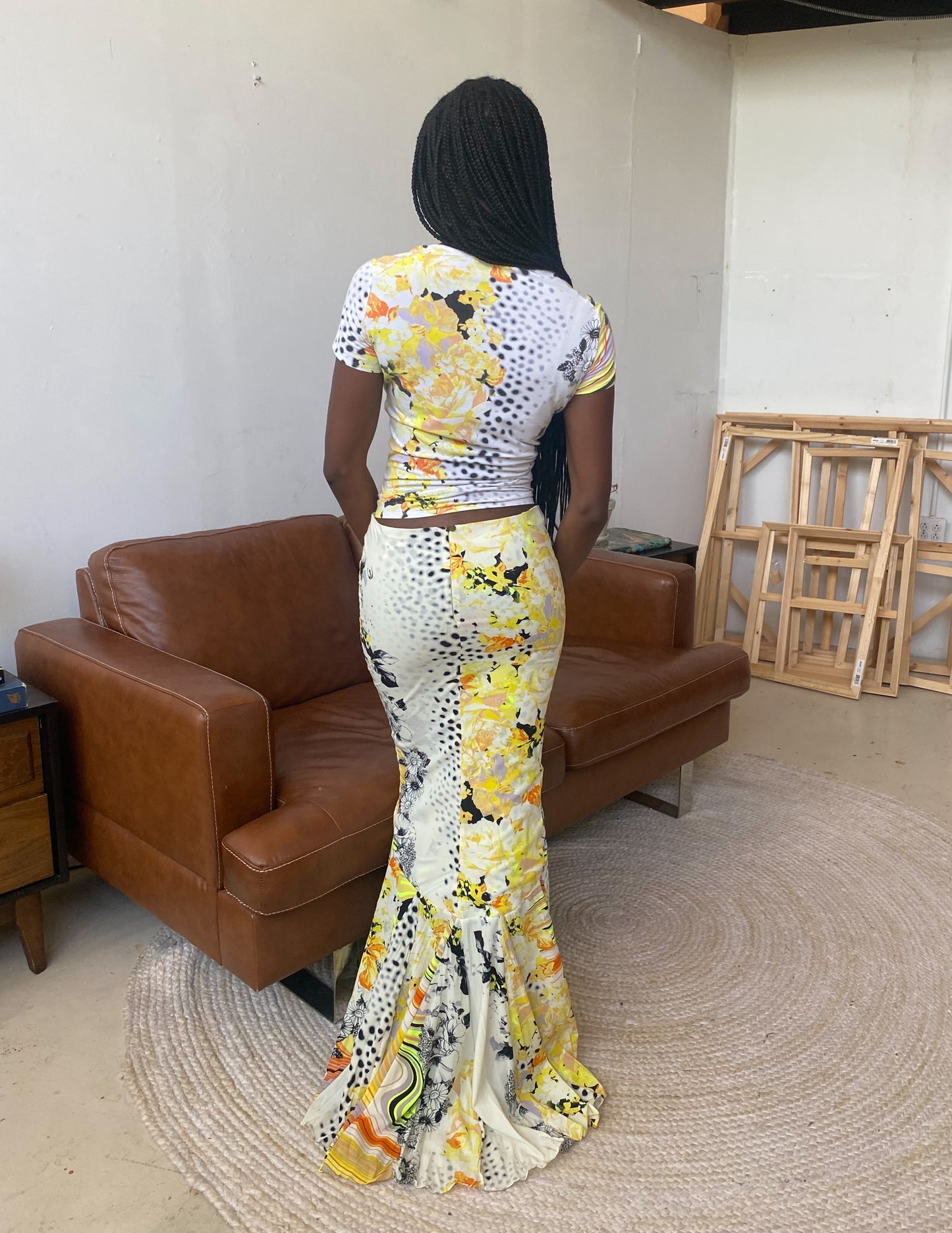 Roberto Cavalli Just Cavalli Two Piece Animal & Floral Mermaid Skirt Set